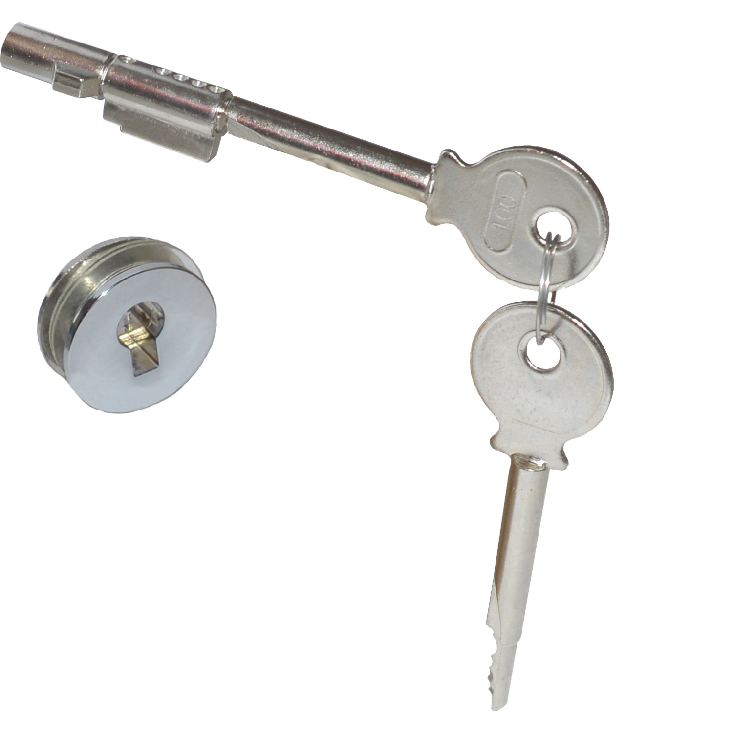 Serrure pour porte coullis.verre 6-8mm chrome =ferm complet avec rosace 