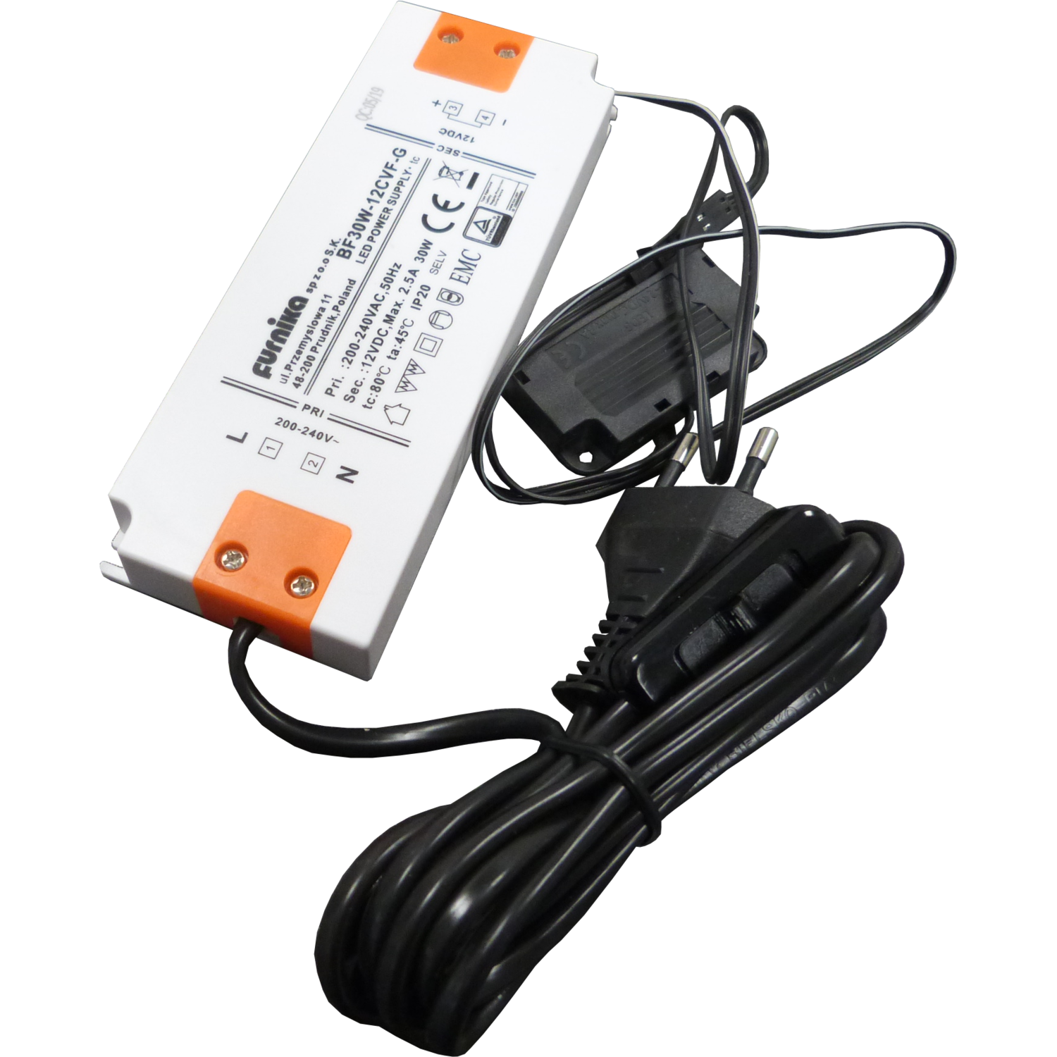 Led transfo 30 W 168x45x32mm+répartiteur 6x 
