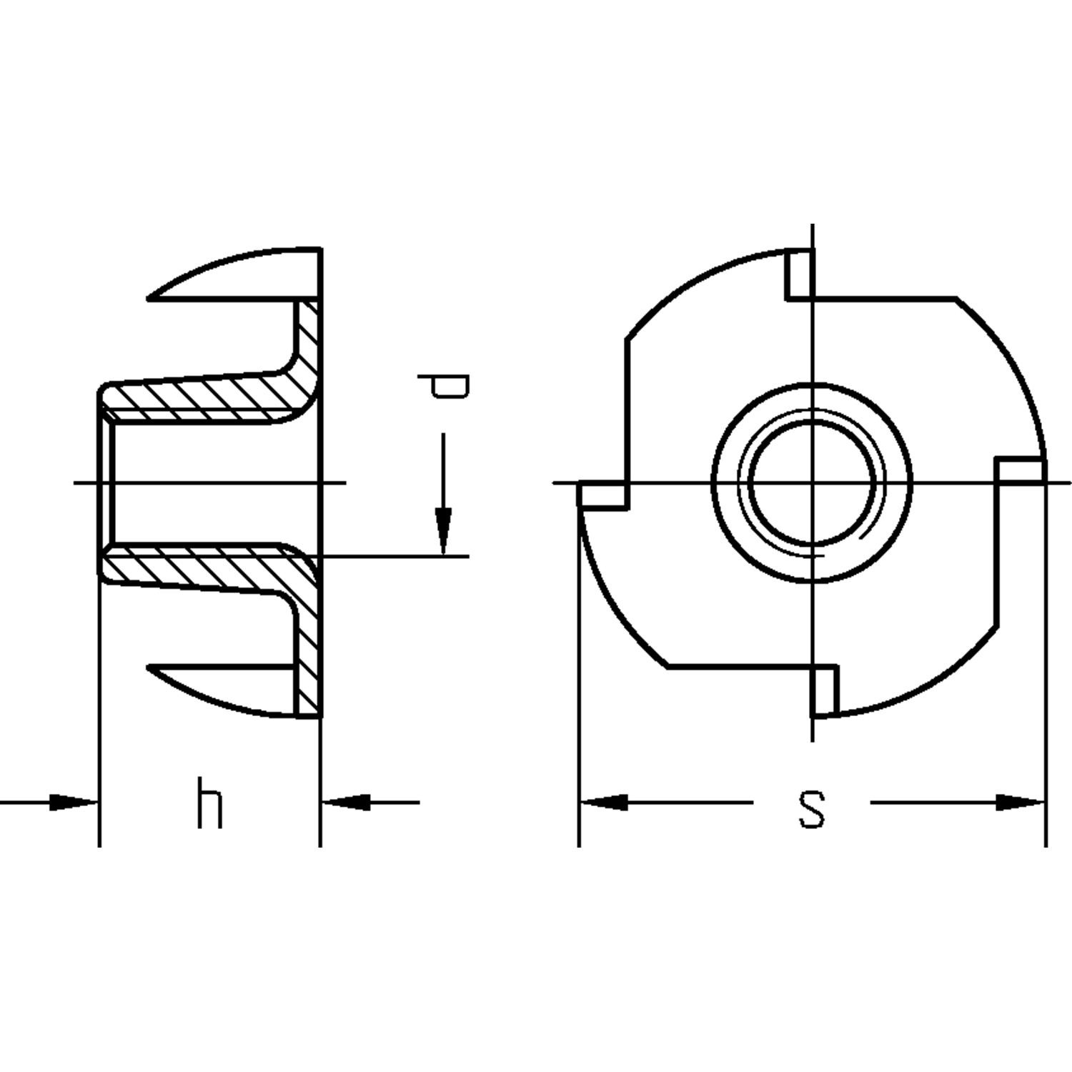 Inslagmoeren M6x9 ijzer blank