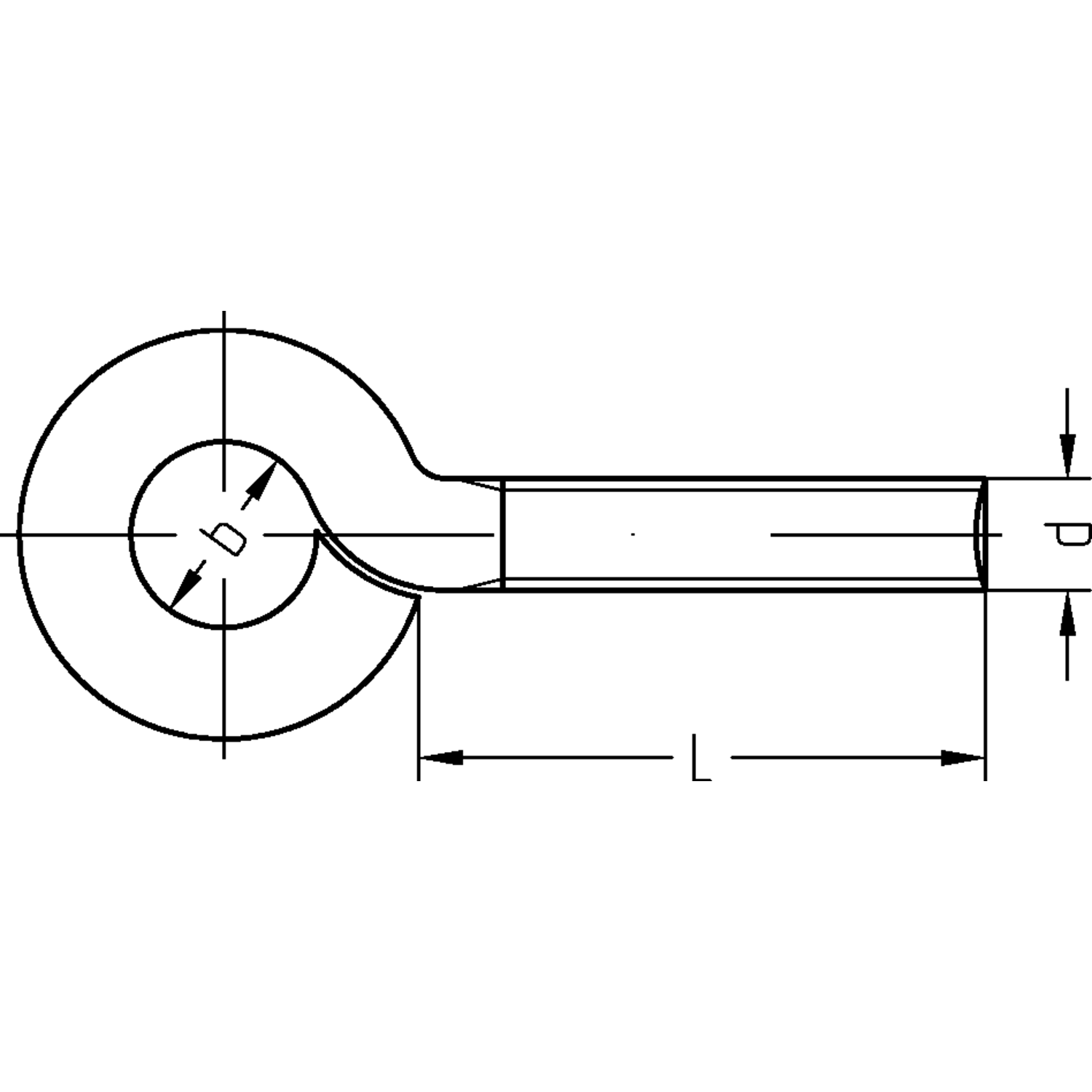 Oogvijs metaal M6 x 60mm verzinkt