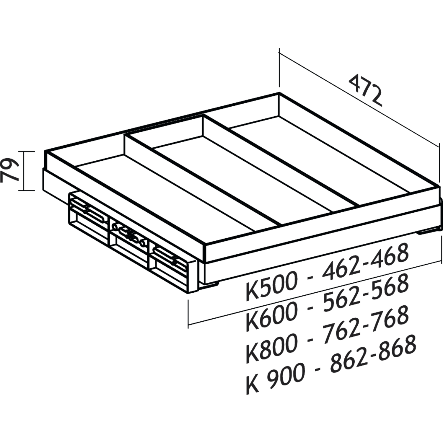 Tf-line lade hout h.79mm k.500mm antraciet