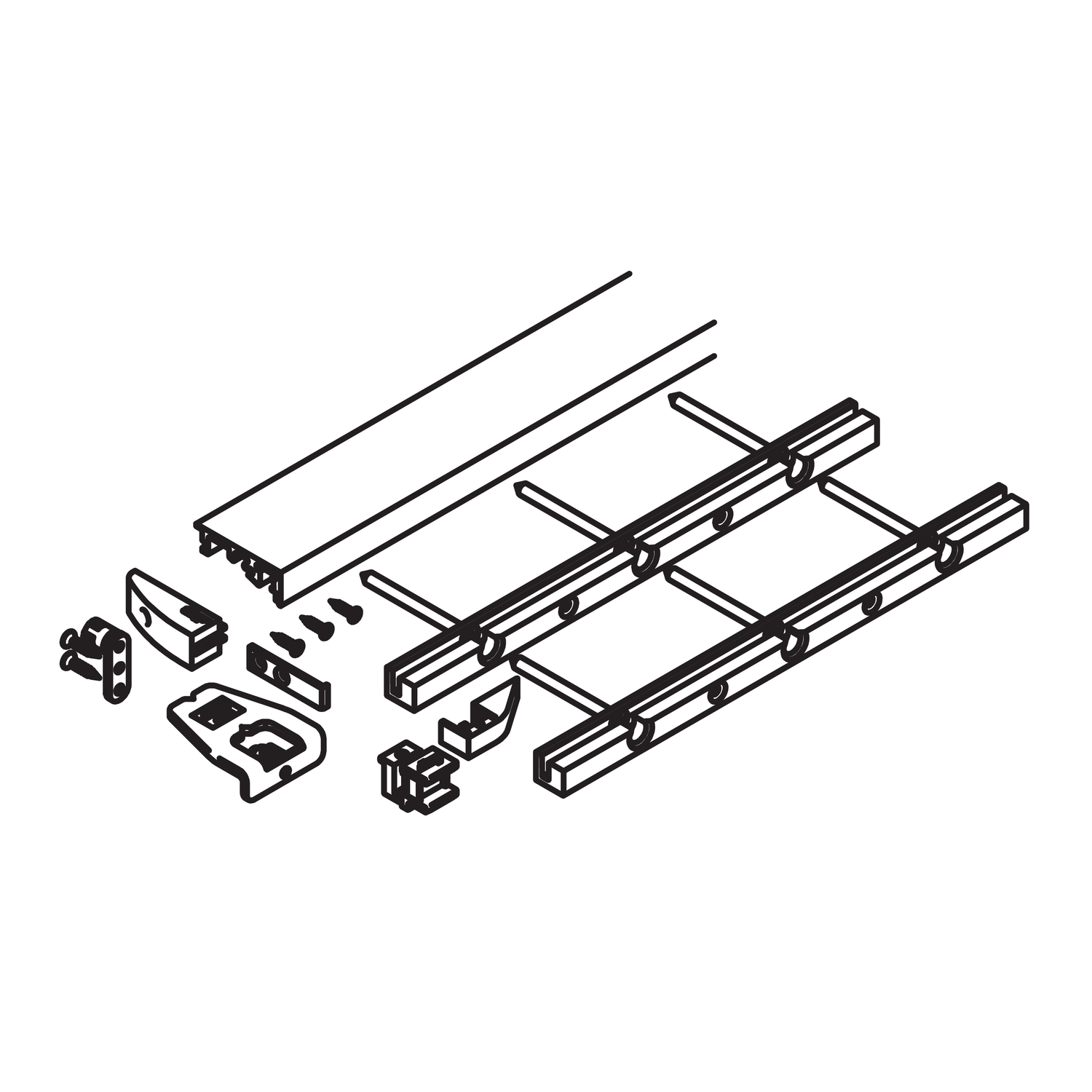 Hawa Folding Concepta 25 ondergeleiding 2000mm zwart