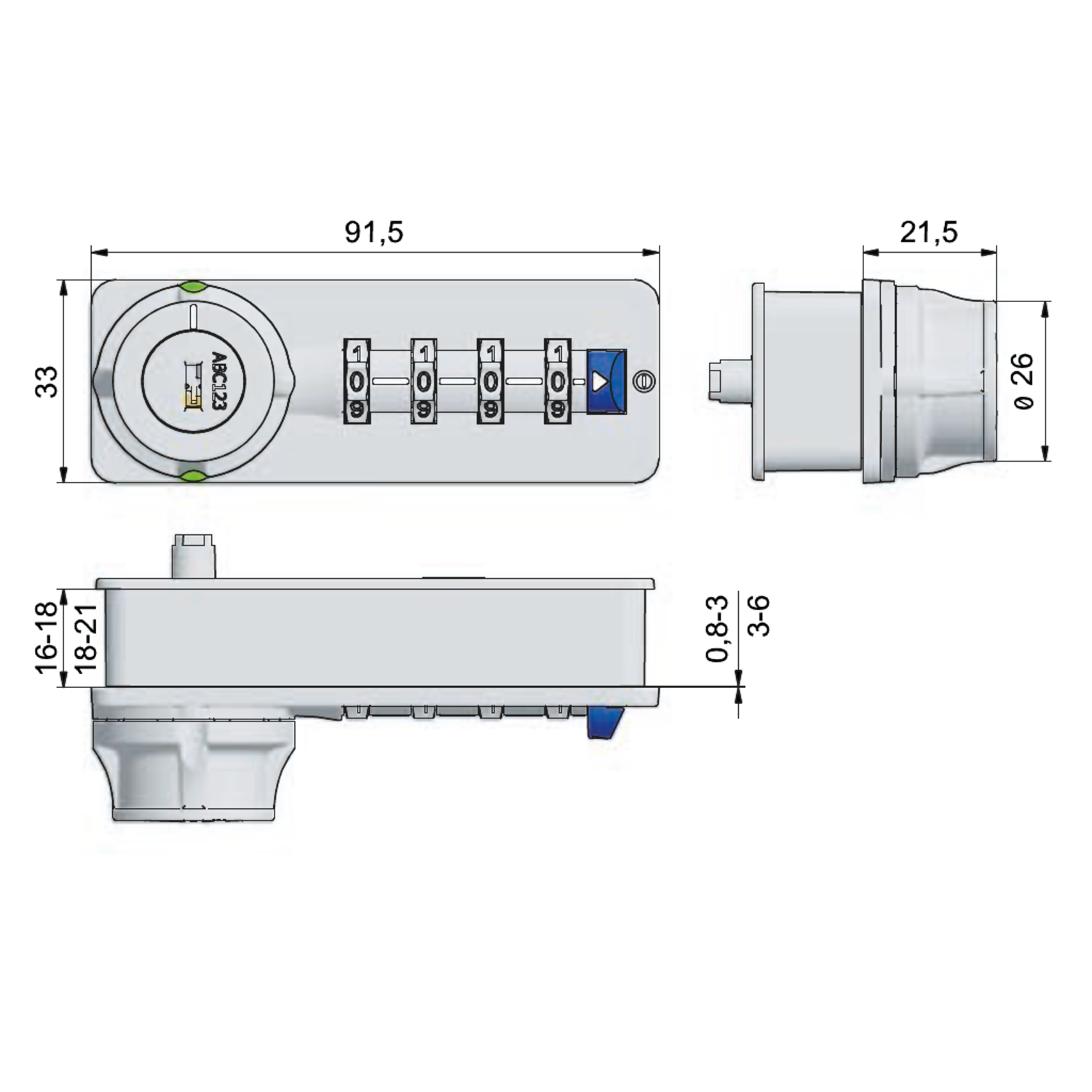 Dial Lock public Free Code noir gche 