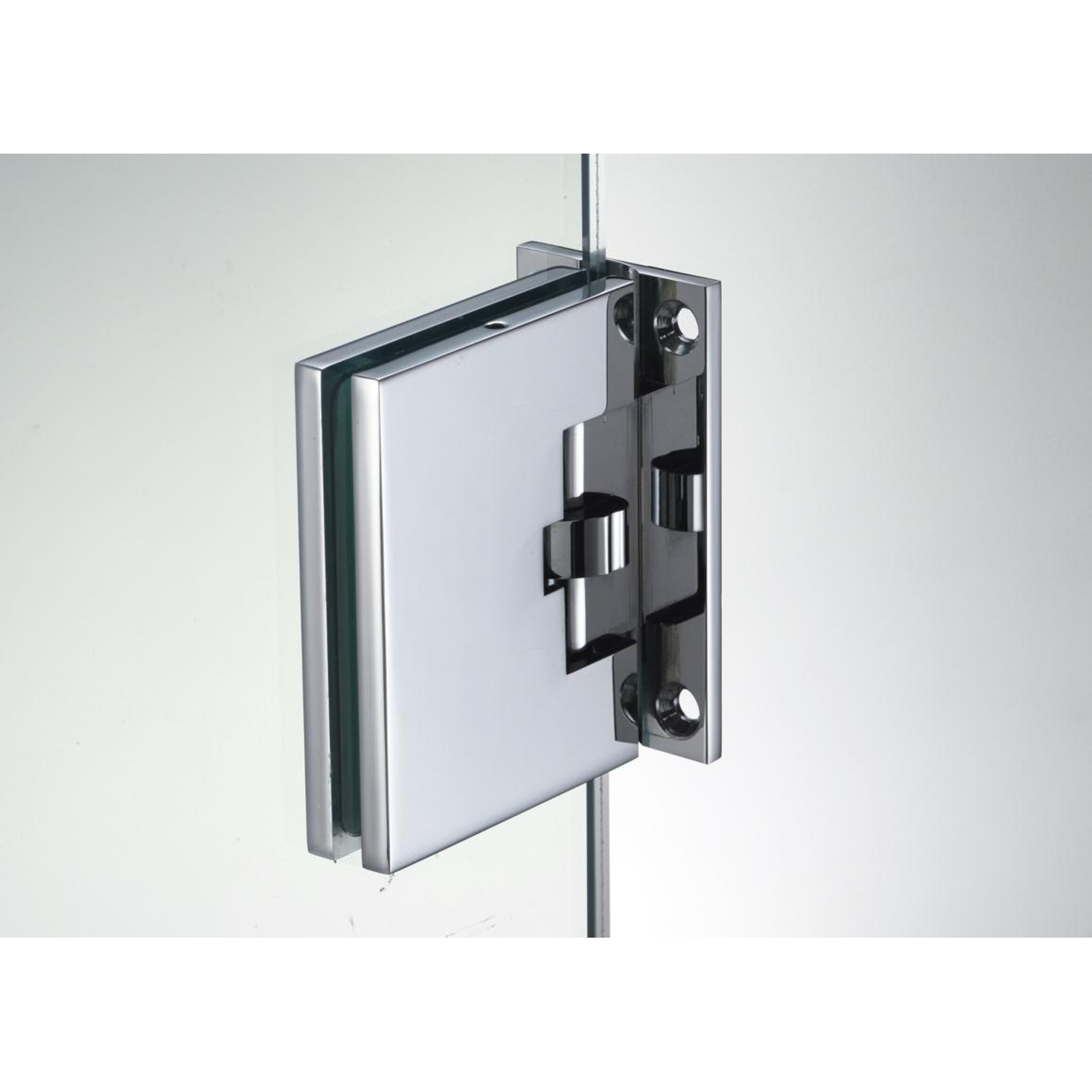 Scharnier wand/glas met geveerde terugslag draagvermogen 50 kg, voor 10/13.5 mm glas, B80 H100, geborsteld rvs effect