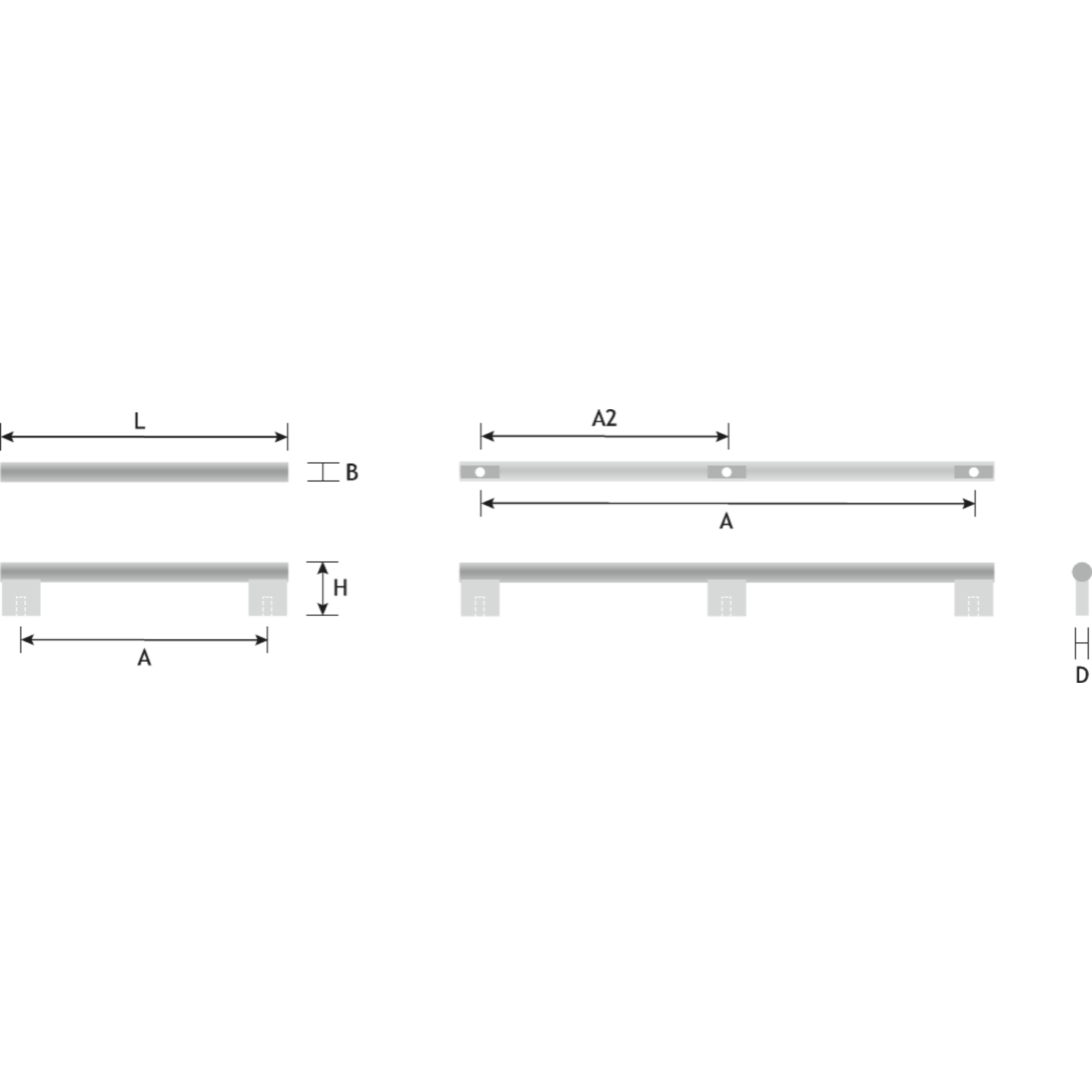 Greep GRAF BIG BA192 L224 aluminium geborsteld zwart