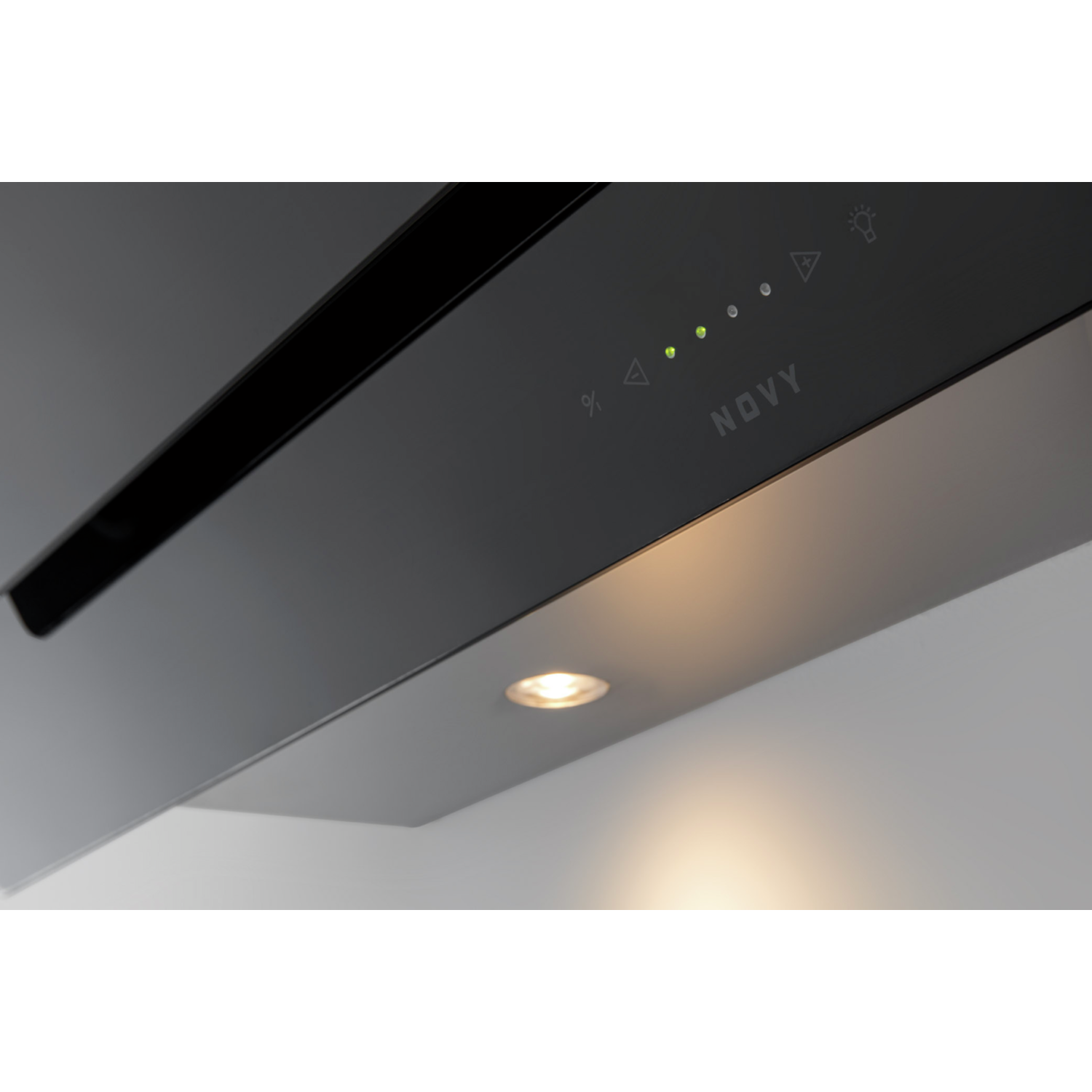 Novy Vision 90 cm zwart glas wanddampkap recircul