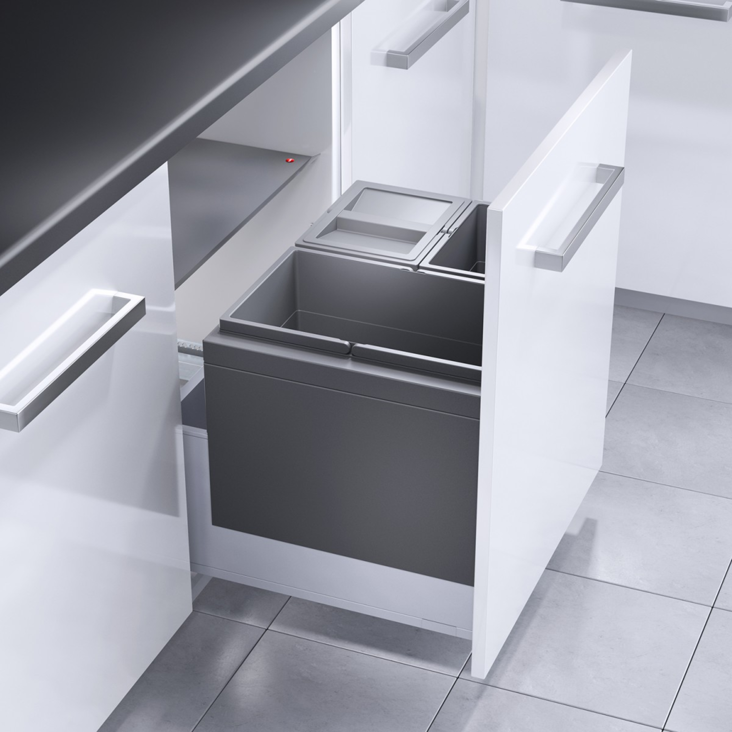Poubelle hailo triple XL 60cm 56l 1x 30l + 2 x 13l+ 1 couvercle pour 13l