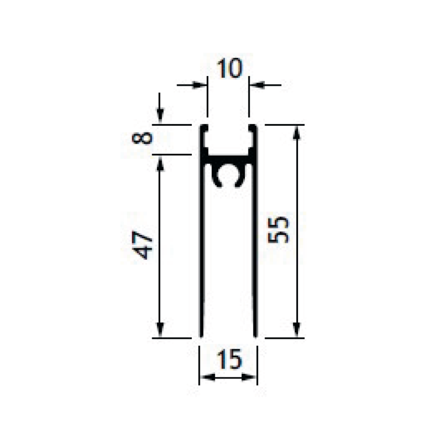 Profil-U horizontal inférieurRI-Base 4m alu argent  