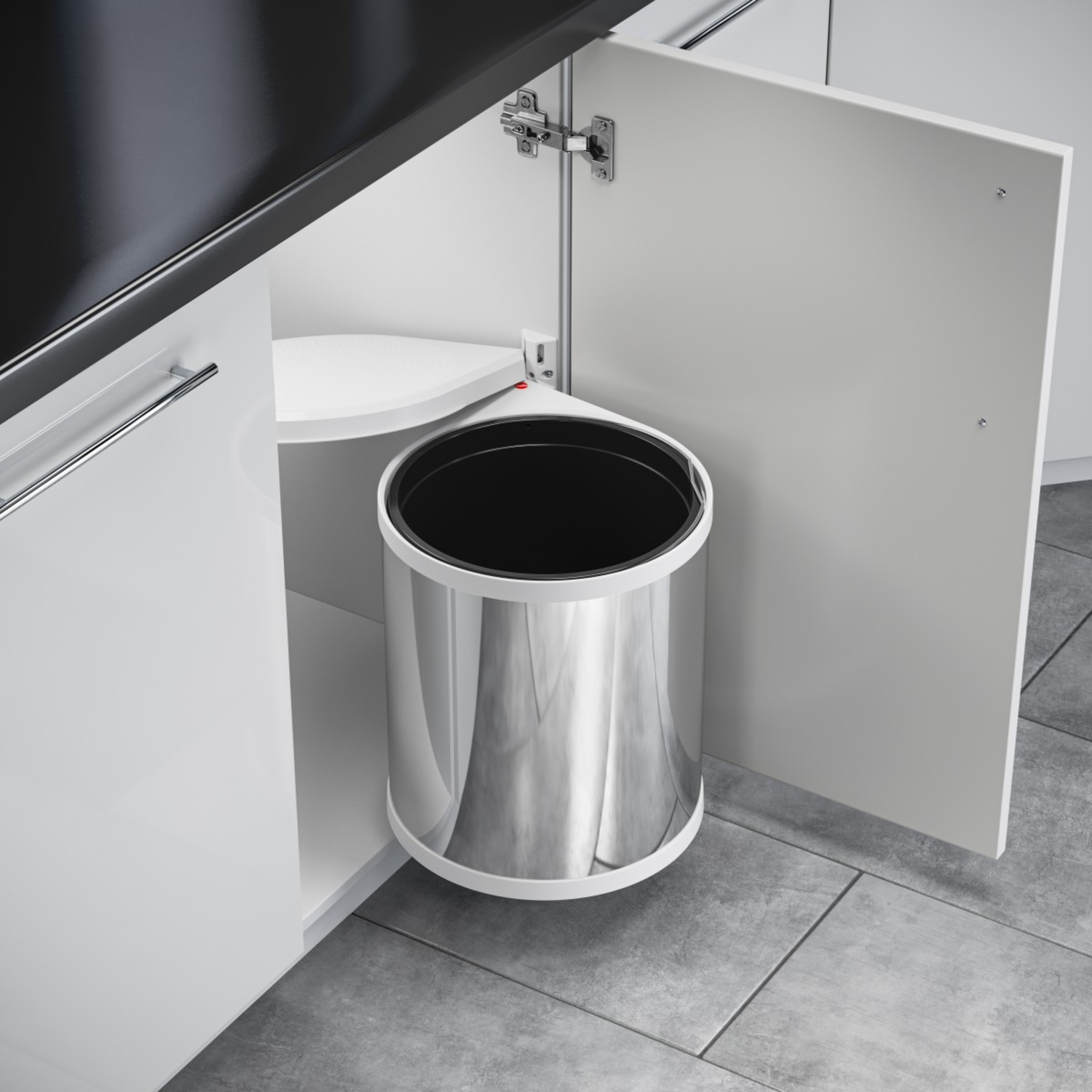 Poubelle hailo Mono 15l inox blanc 