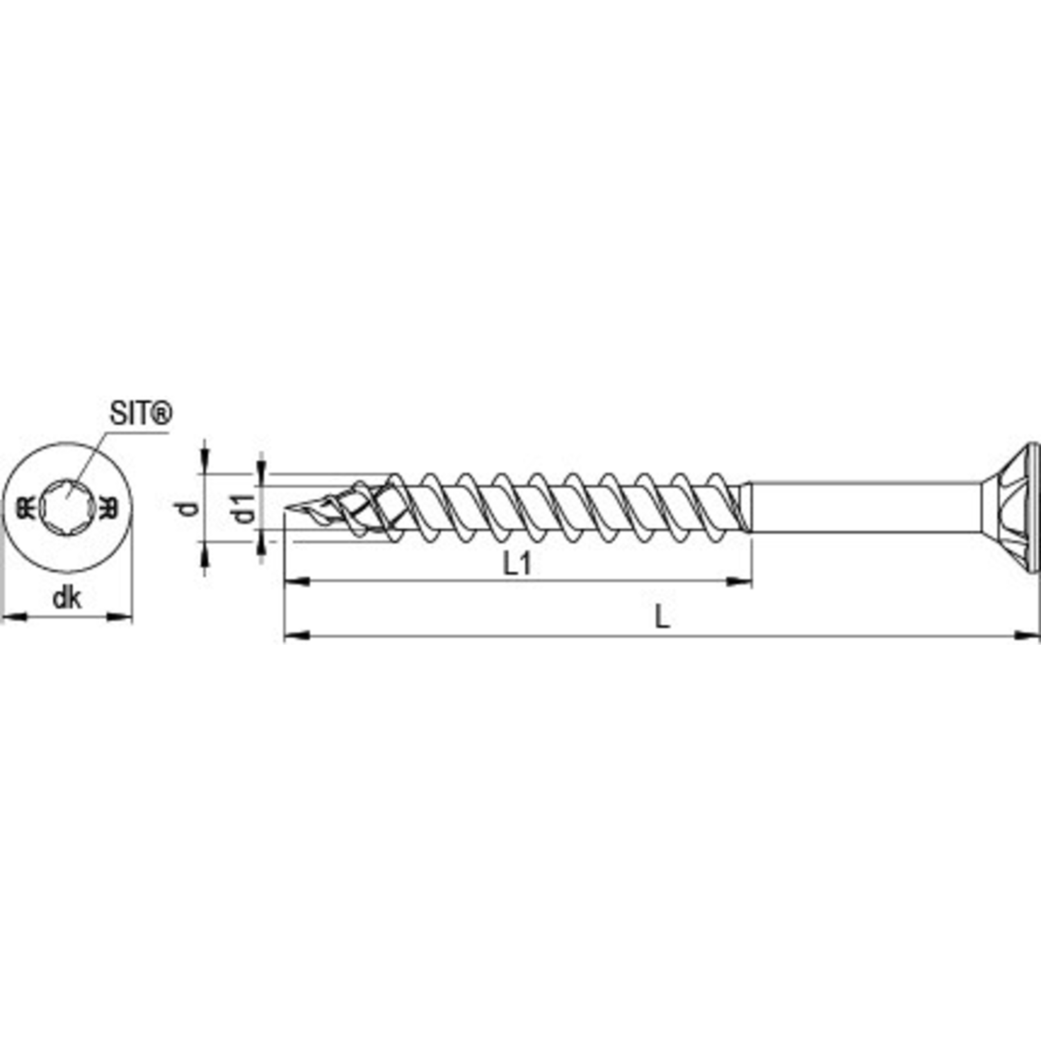 Vezelplaatvijs DNS PK TORX met verzonken kop 3.5 x 30