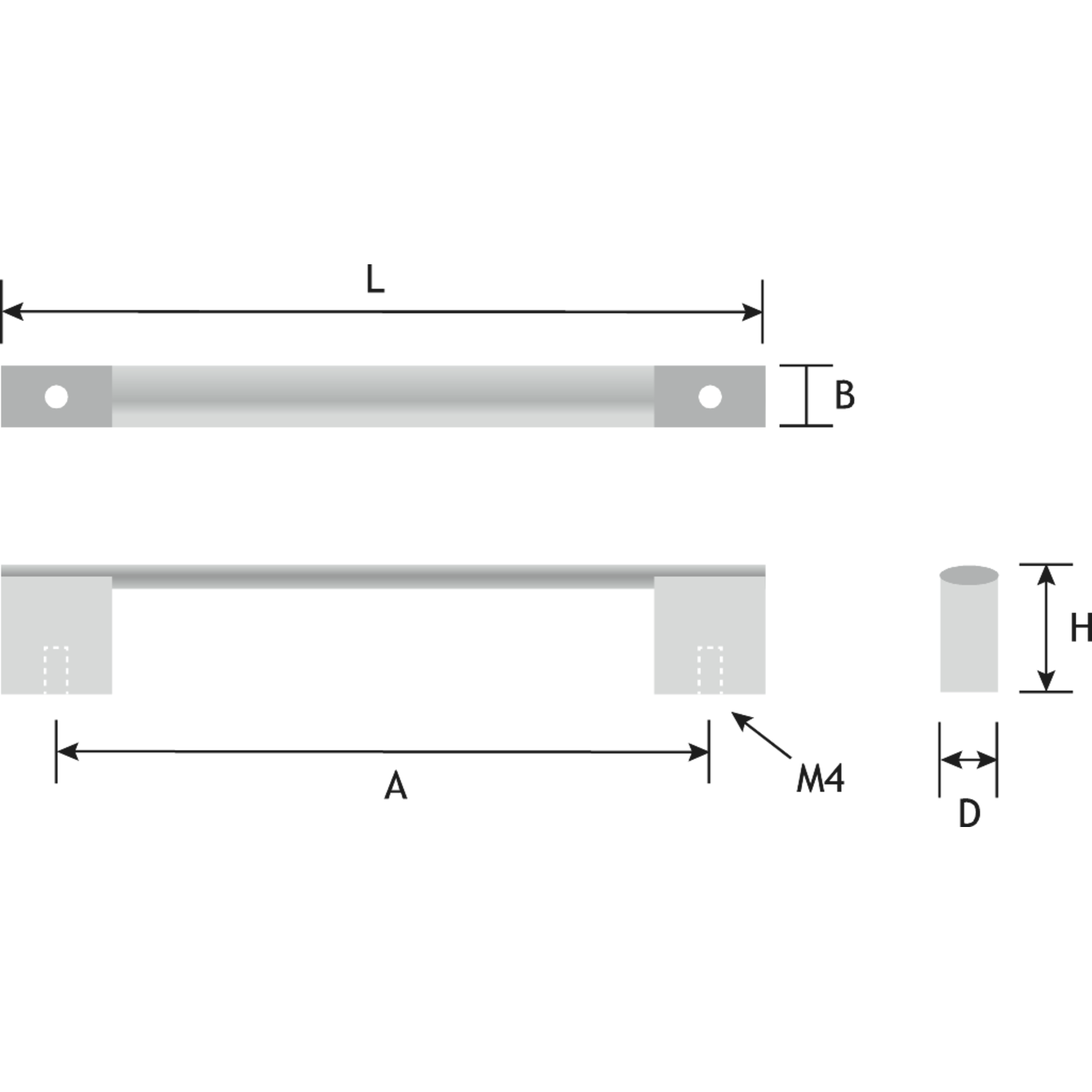 Profielgreep l.1109mm alu