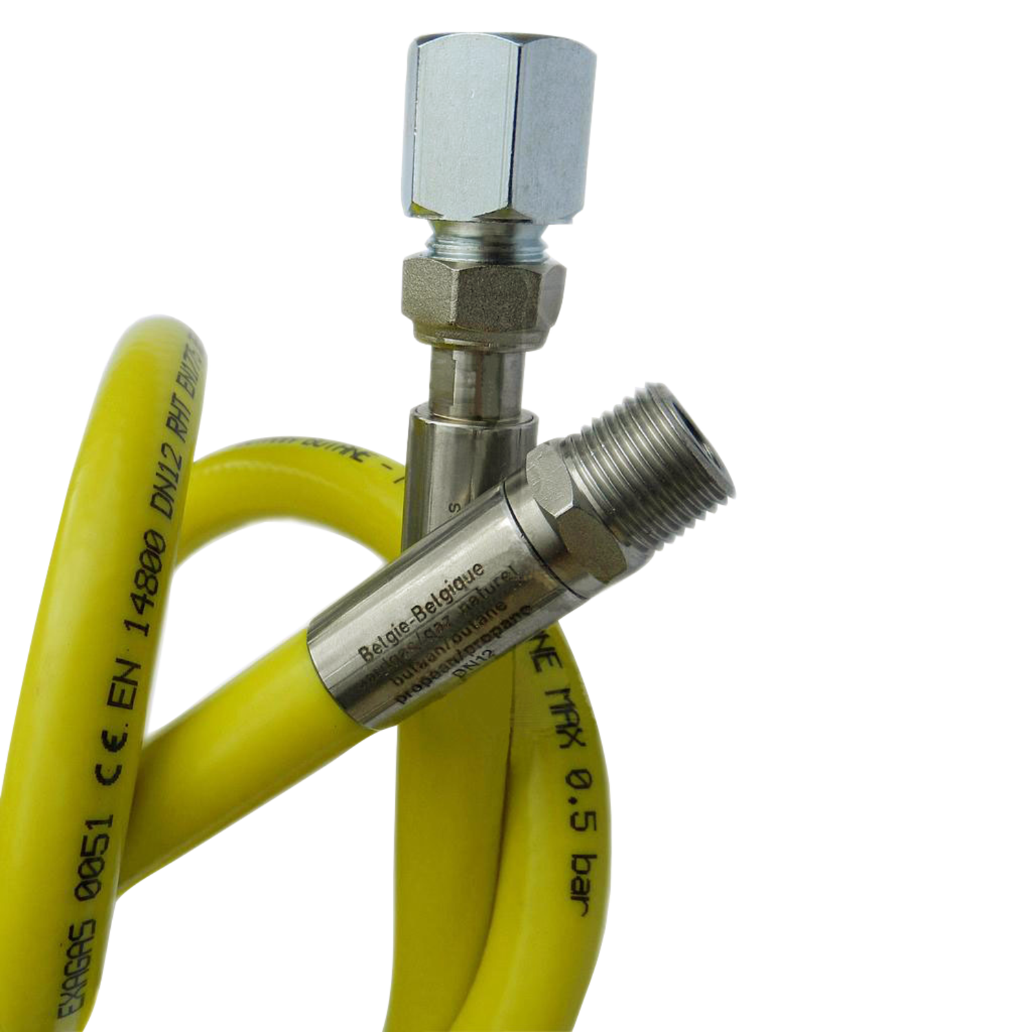 Flexible gaz naturel 'exagas inox'1/2" 1500mm jaune  