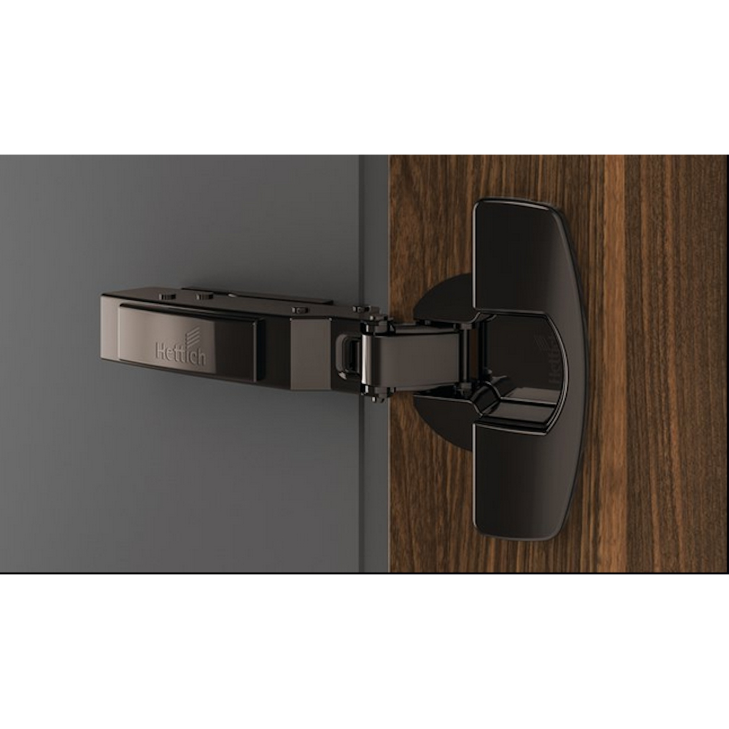 Sensys scharnier voor dikke deuren, deurdikte tot 32 mm, met geïntegreerde demping (Sensys 8631i), in obsidiaanzwart, opliggend, Openingshoek  95°, met spreidpluggen (ø 10 x 11)