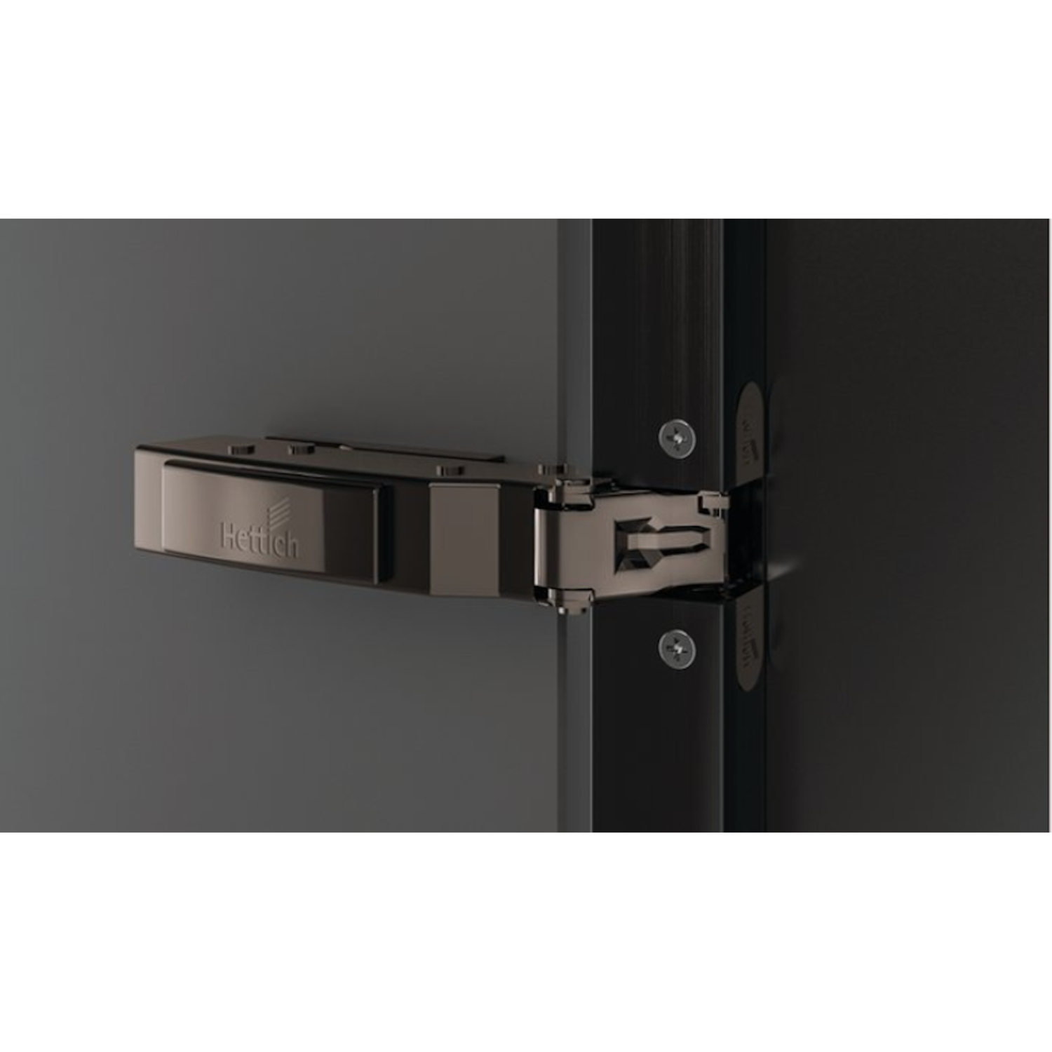 Charnière pour cadre en alu Sensys avec amortissement intégré (Sensys 8638i), en noir obsidien, en applique, Angle d'ouverture  95°, à visser (-)