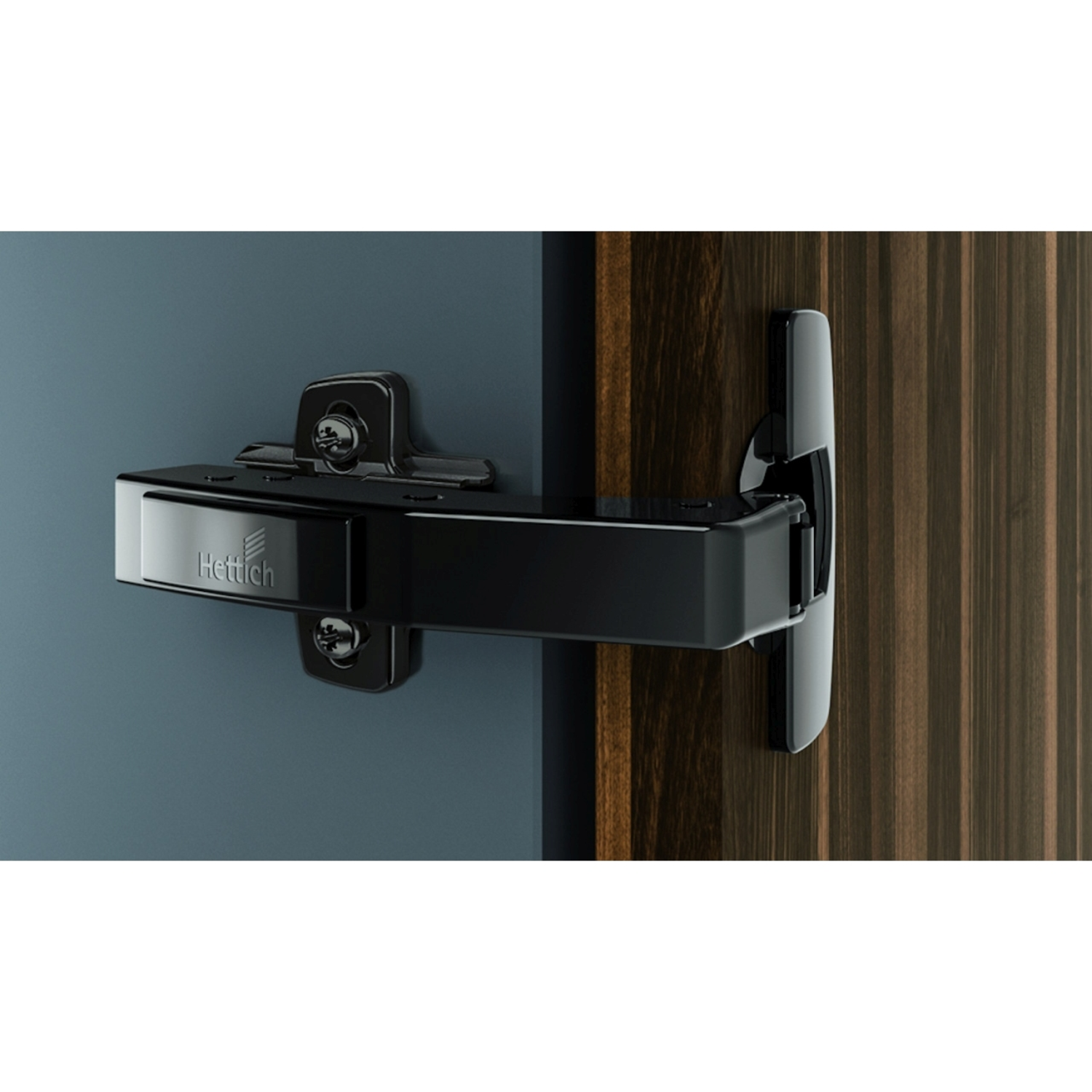 Sensys hoekscharnier W90 met geïntegreerde demping (Sensys 8639i W90), in obsidiaanzwart, inliggend, openingshoek 95°, TH-boorbeeld 52 x 5,5 mm, met spreidpluggen (ø 10 x 11)