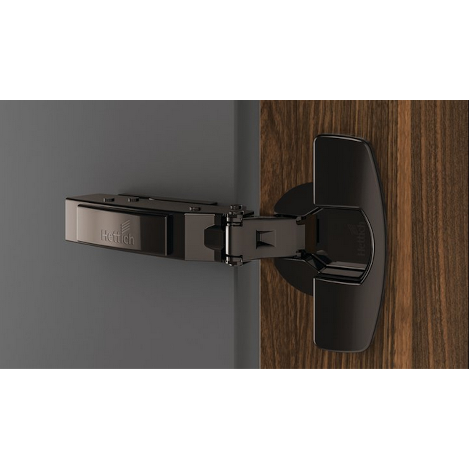 Sensys scharnier voor dunne deuren, deurdikte vanaf 10 mm, met geïntegreerde demping (Sensys 8646i), in obsidiaanzwart, half opliggend, openingshoek 110°, TH-boorbeeld 52 x 5,5 mm, met spreidpluggen (ø 10 x 8)