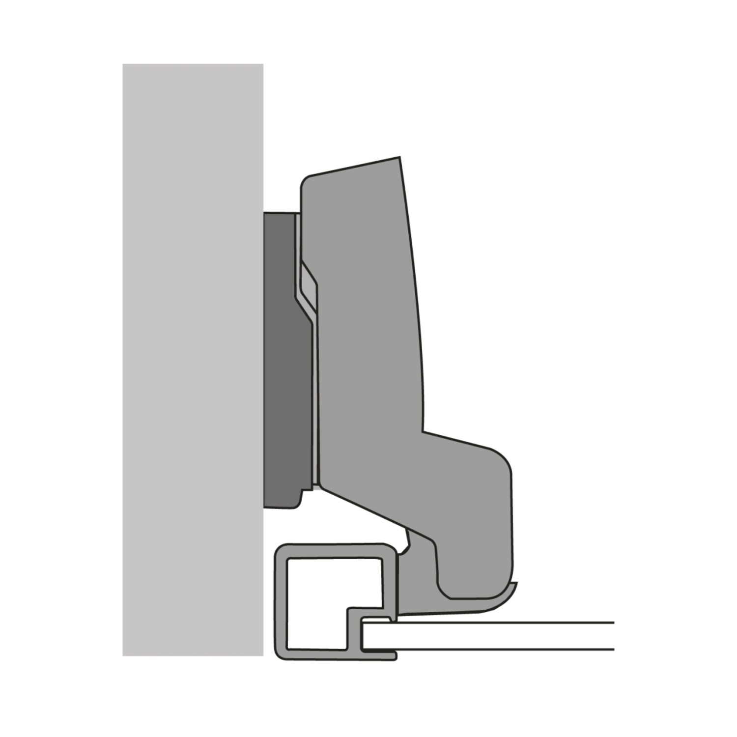 Charnière pour cadre en alu Sensys avec amortissement intégré (Sensys 8638i), nickelée, rentrant, Angle d'ouverture  95°, à visser (-)