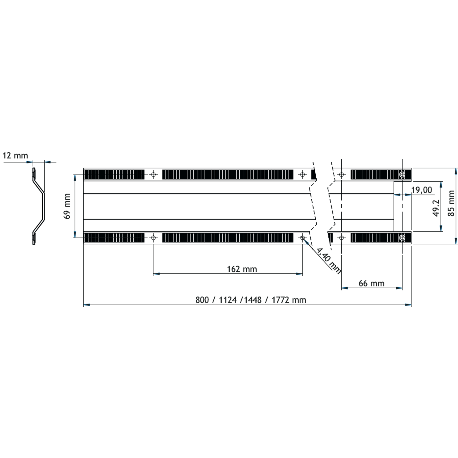 Raidisseur plan de travail 800mm galvanise  