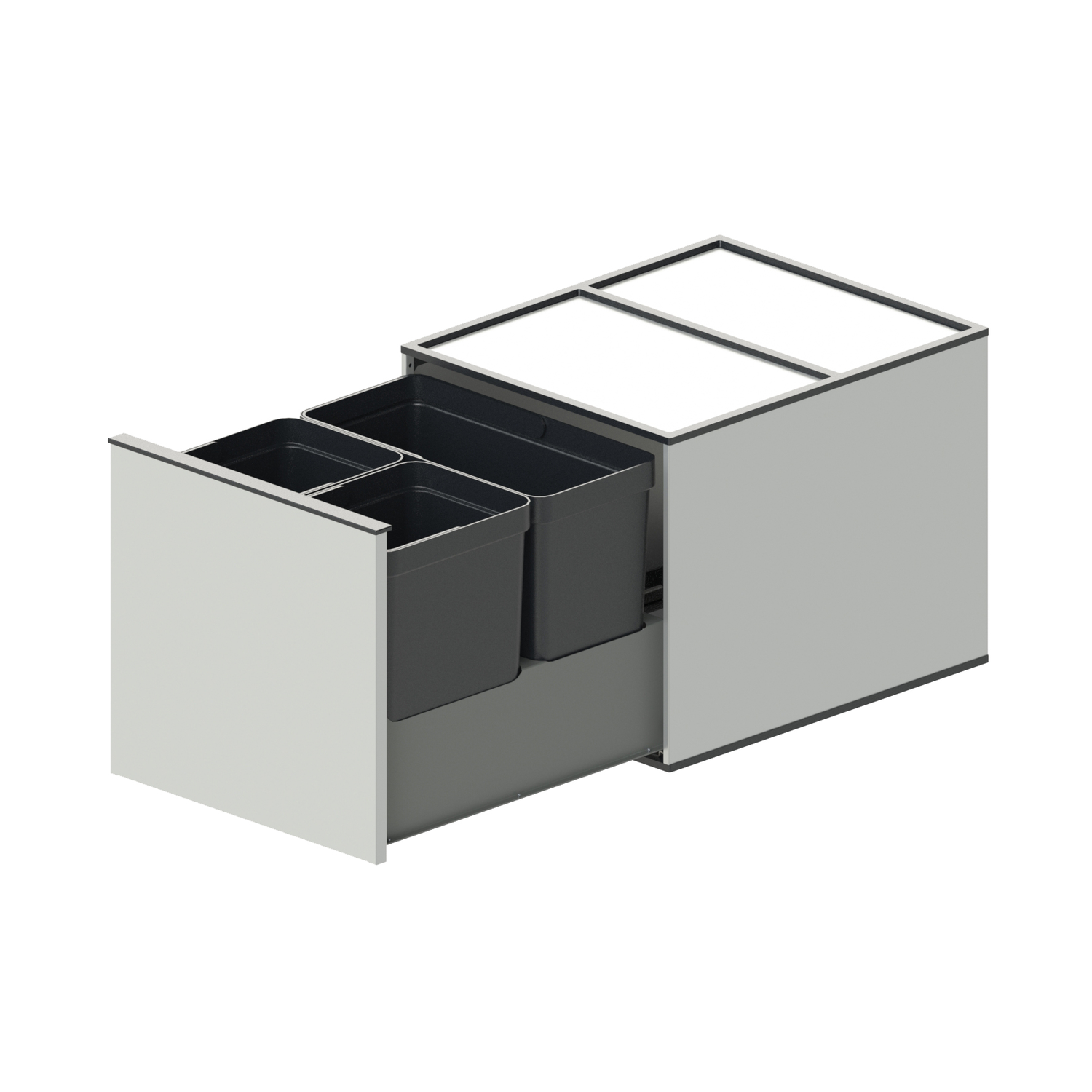 Highline 1 poubelle 10+10+16l inox c.50cm extension totale avec ammortisseur