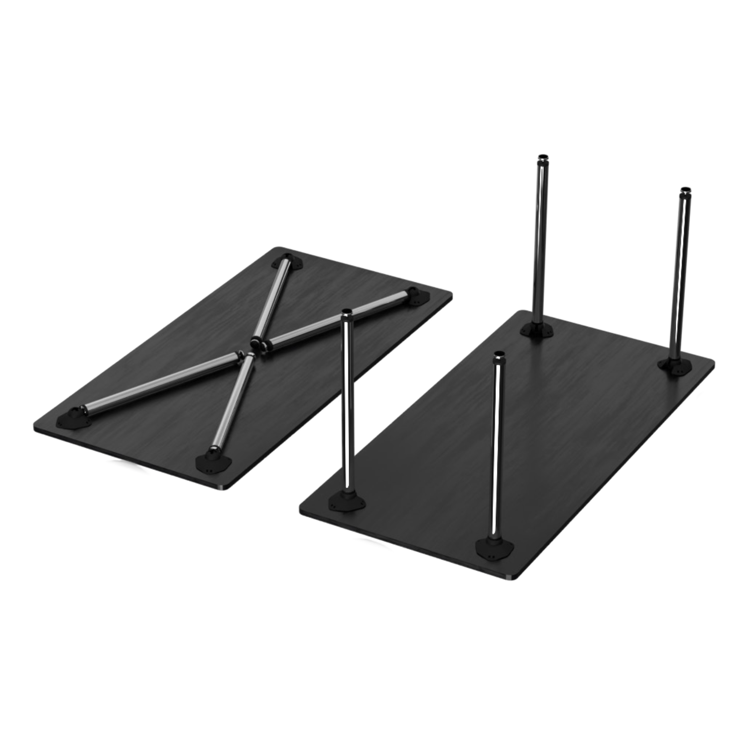 Clappo set opblapbare tafelpoten h.71 alu RAL 9006
