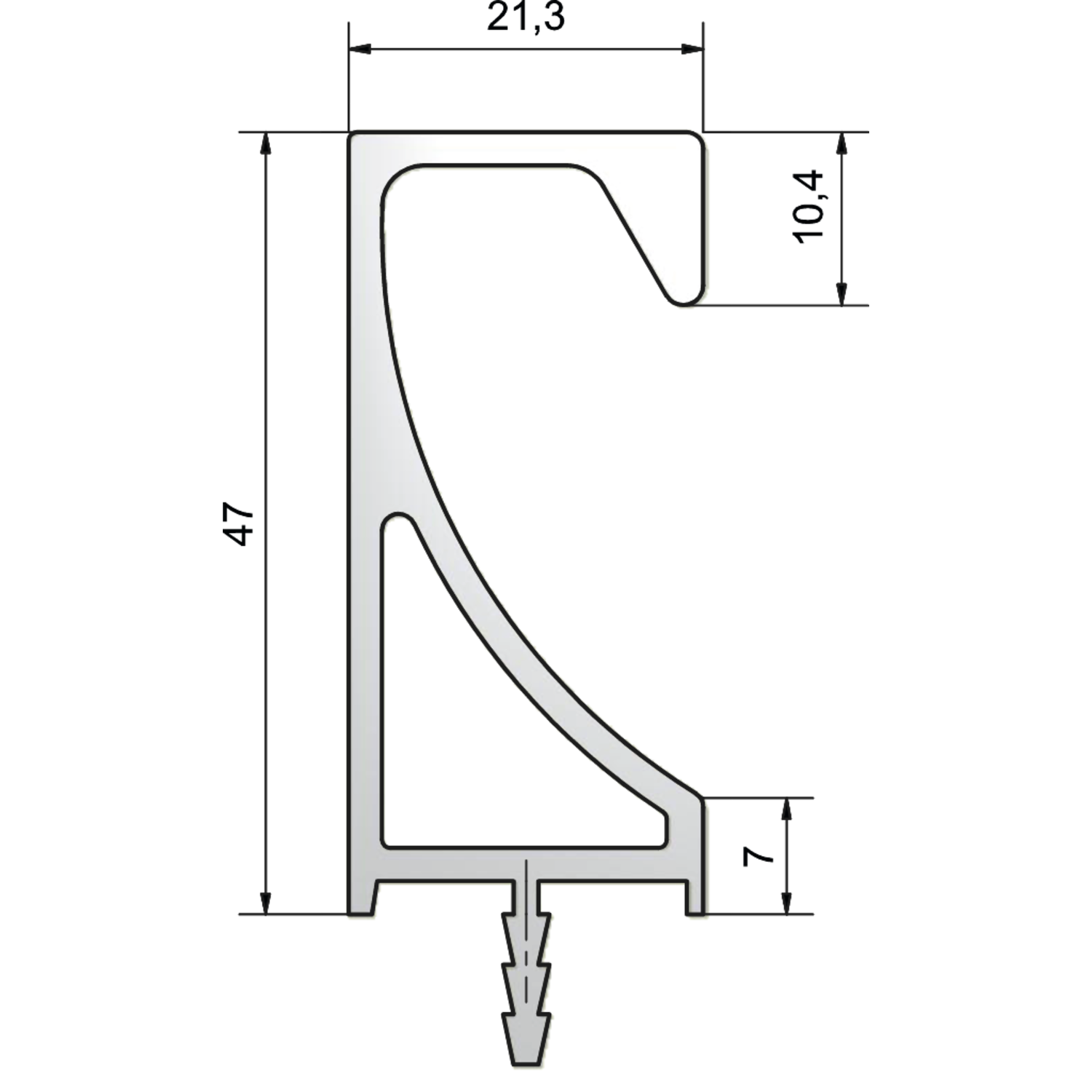 Greepprof.in te frezen l:5100mm rvs-look
