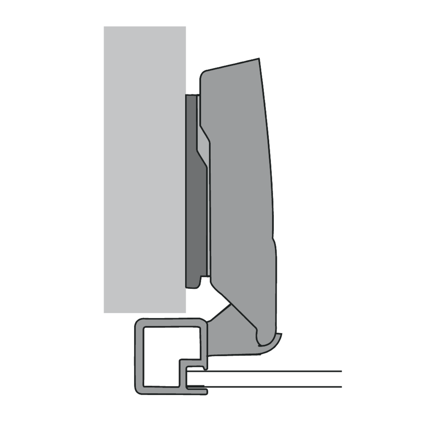 Charnière pour cadre en alu Sensys avec amortissement intégré (Sensys 8638i), en noir obsidien, en applique, Angle d'ouverture  95°, à visser (-)
