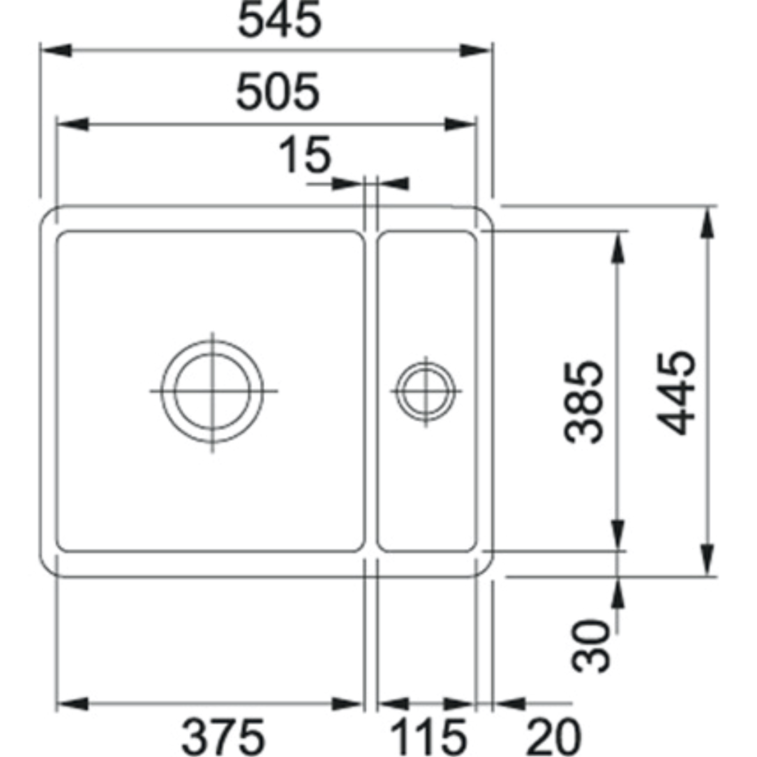 Franke kubus fracer. 1+1/2 bak 545x445 magnolia onderbouw