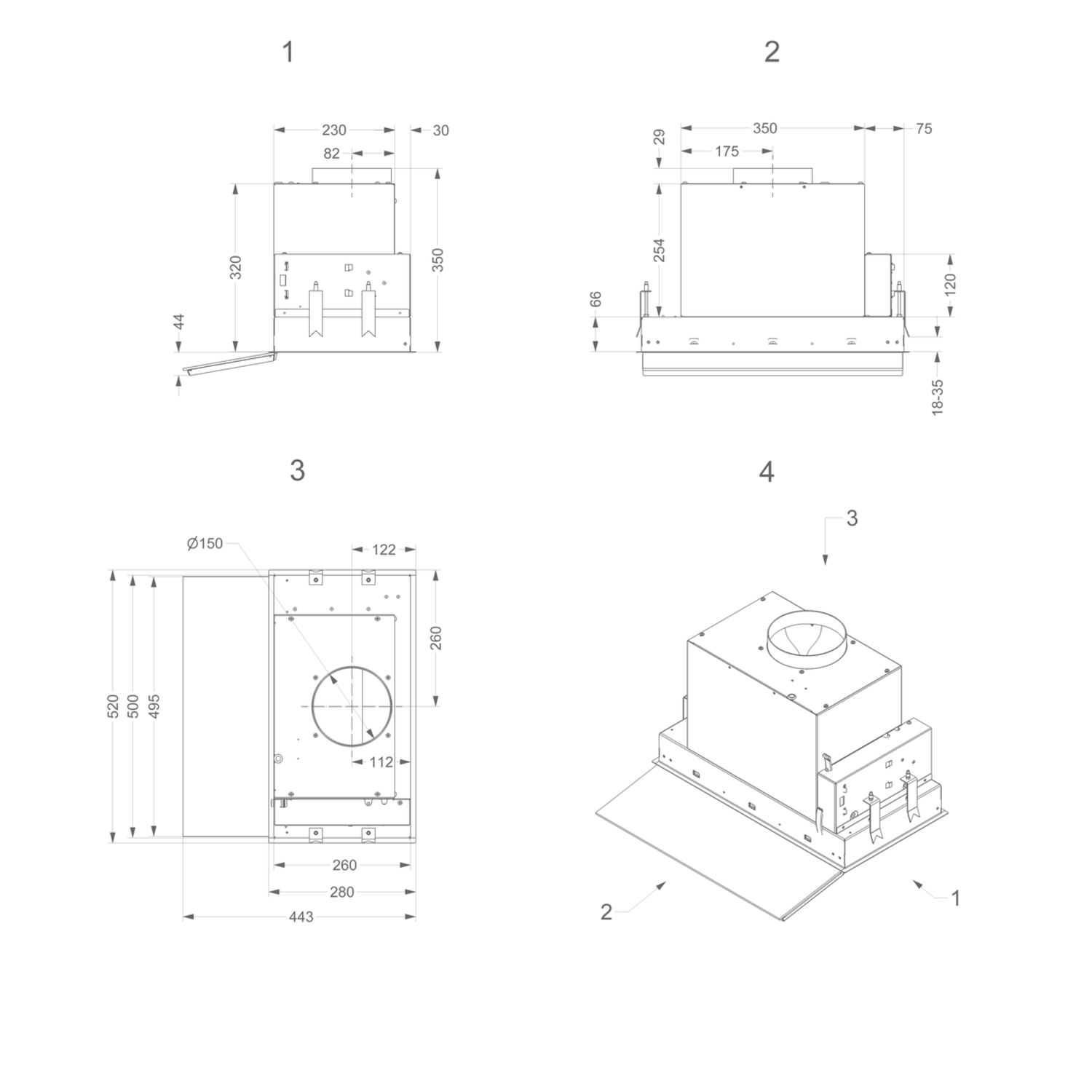 Novy Fusion 60 cm blanc hotte téléscopique 