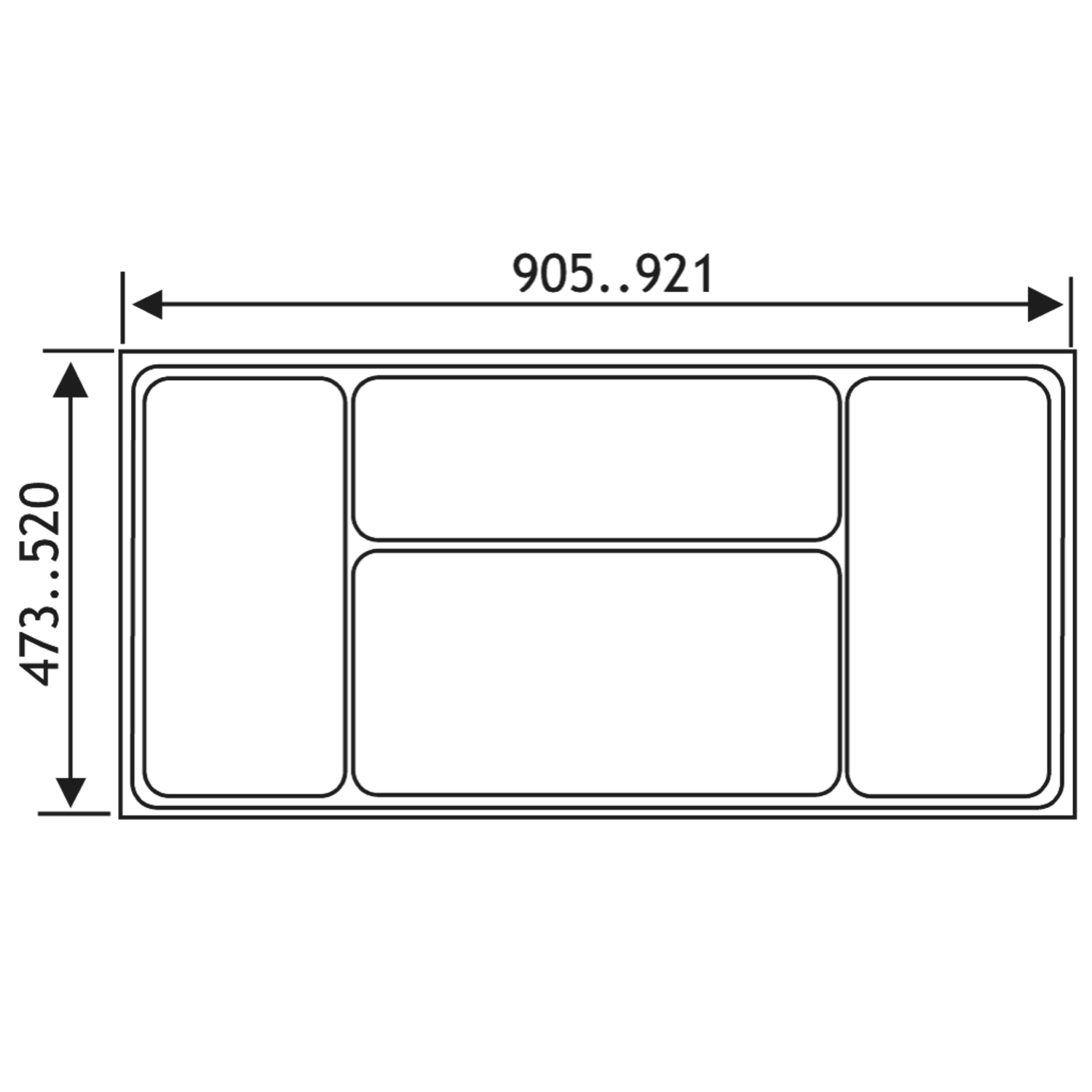 Inleglade flexytray b921-905x d520-473mm antraciet