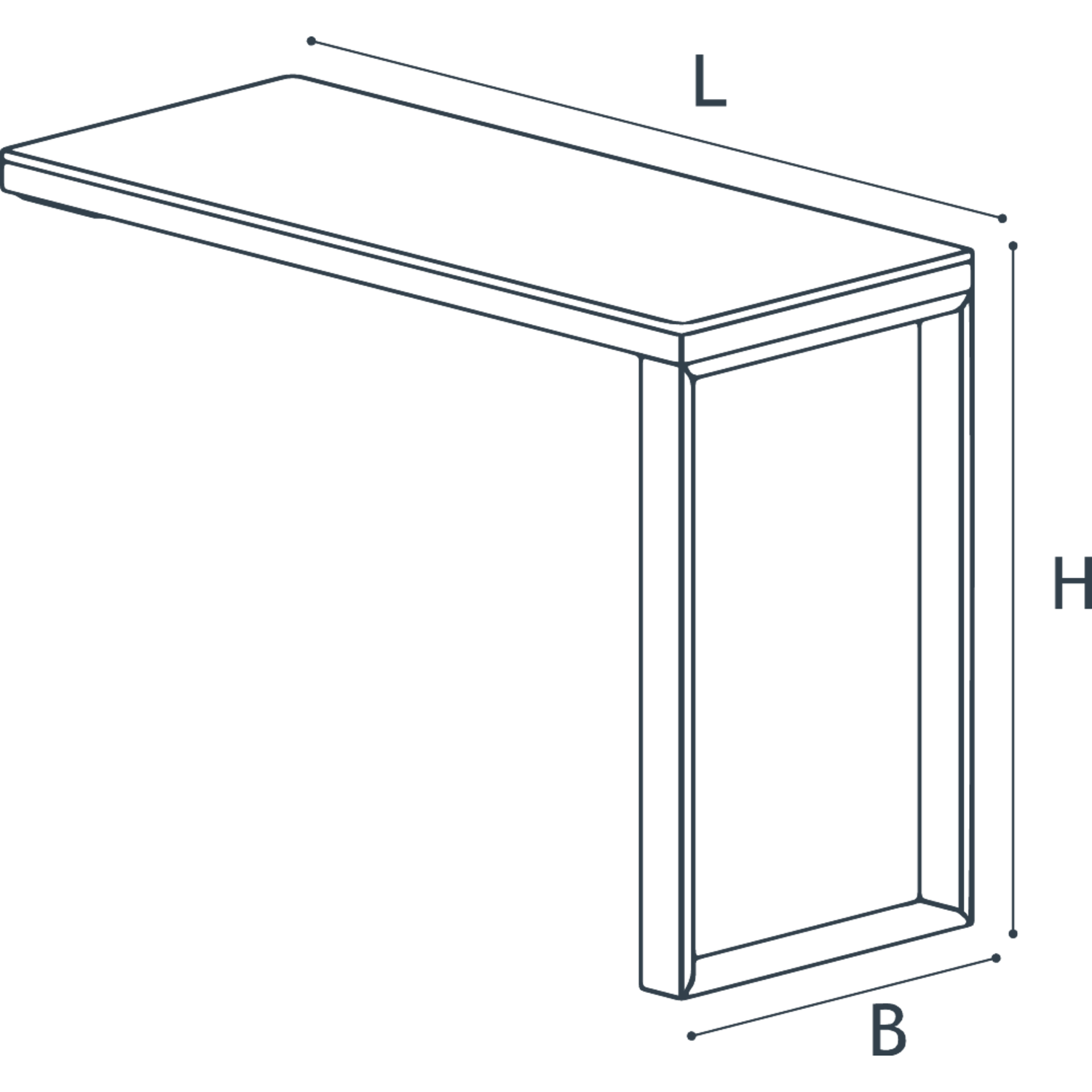 Tablette mobile 90° alu anthrac 800x550mm gauche 