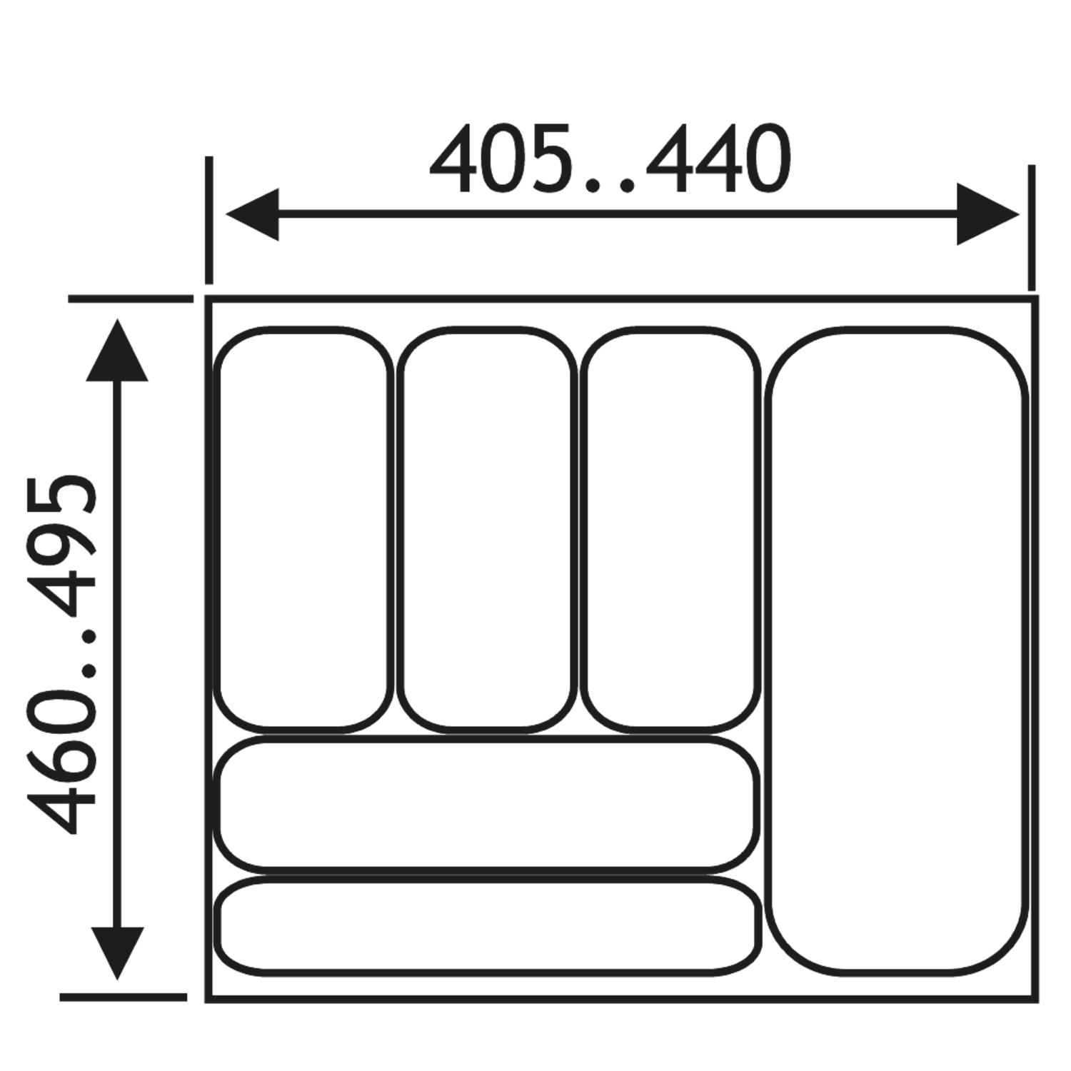 Insert tiroir flexy l440-405 x p495-460mm anthracite 
