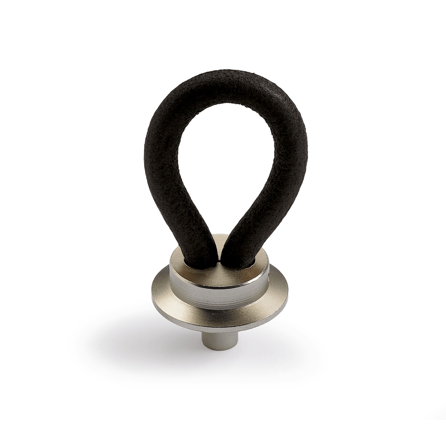 Knop Filaga, L 20 mm, H 32 mm, Zwart leer / mat vernikkeld