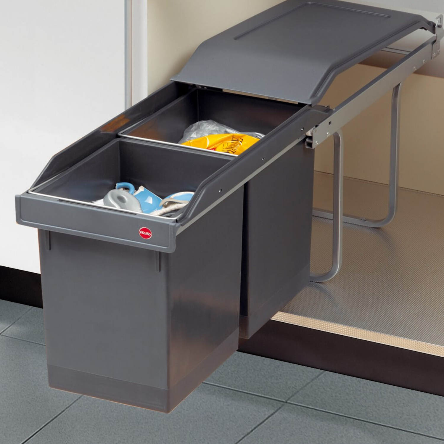 Hailo tandem i 2x15l grijs