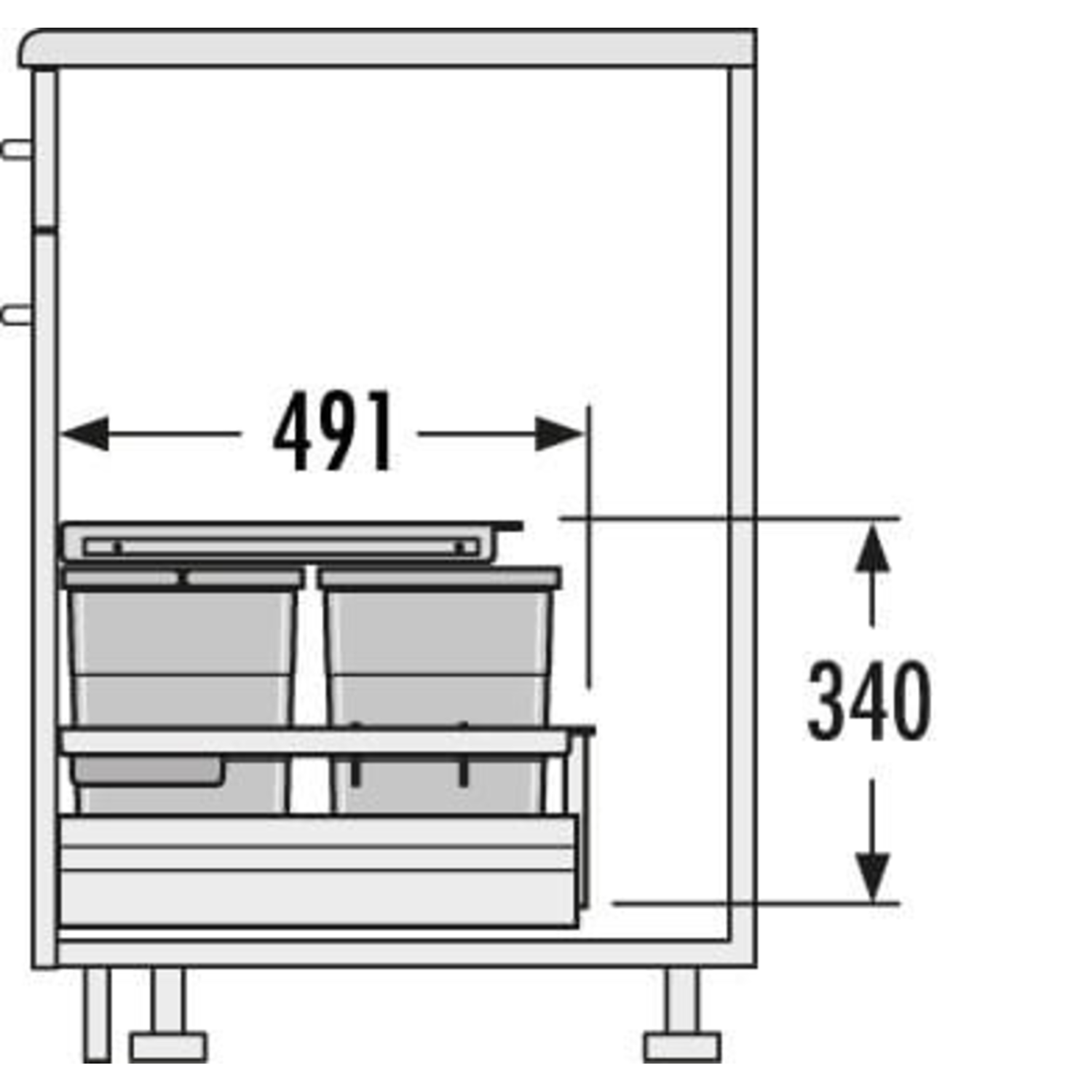 Hailo separato poubelle k 50 cm 35l 18l + 2x8,5l 