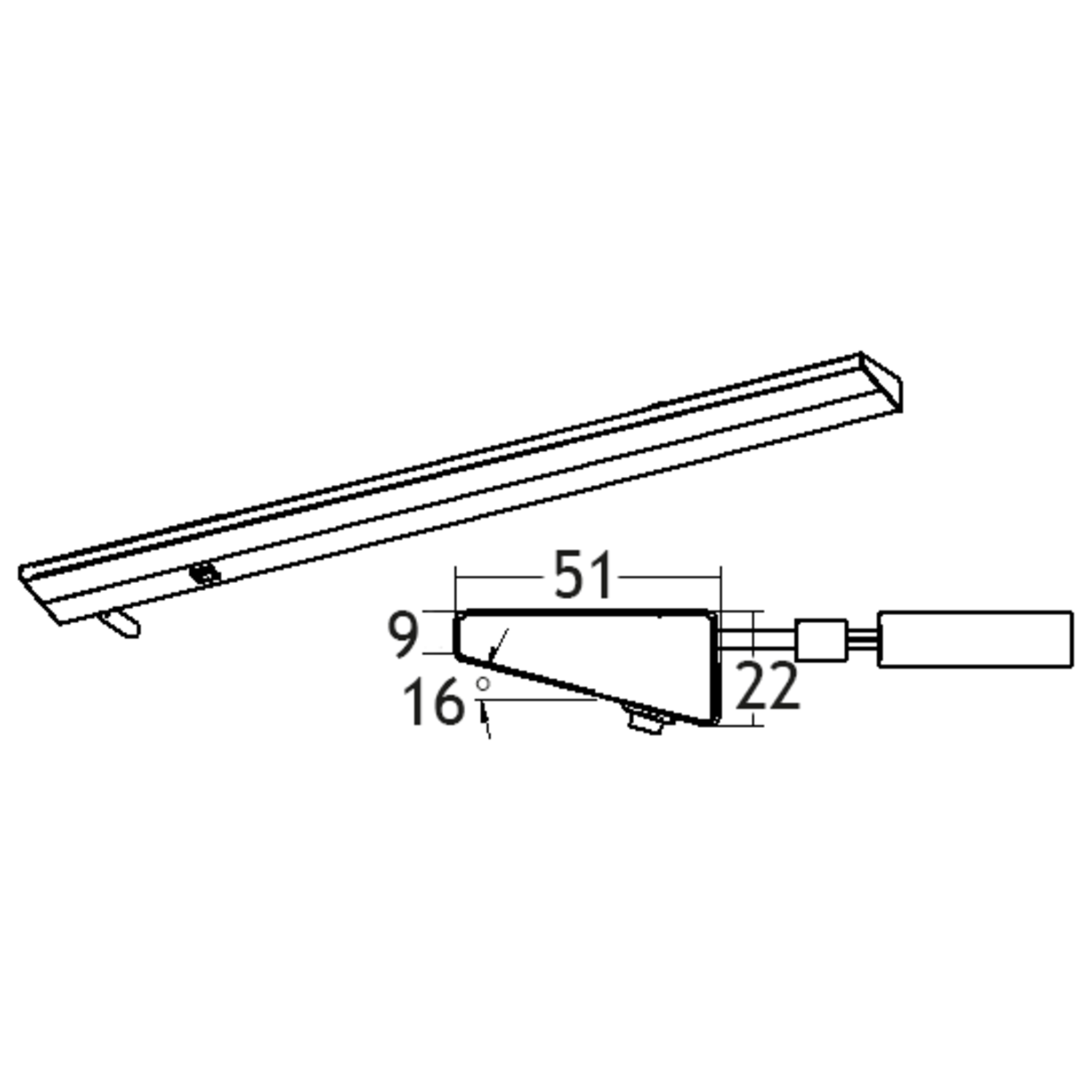 Angolo Led 900mm 14W 230V 3000K inox 