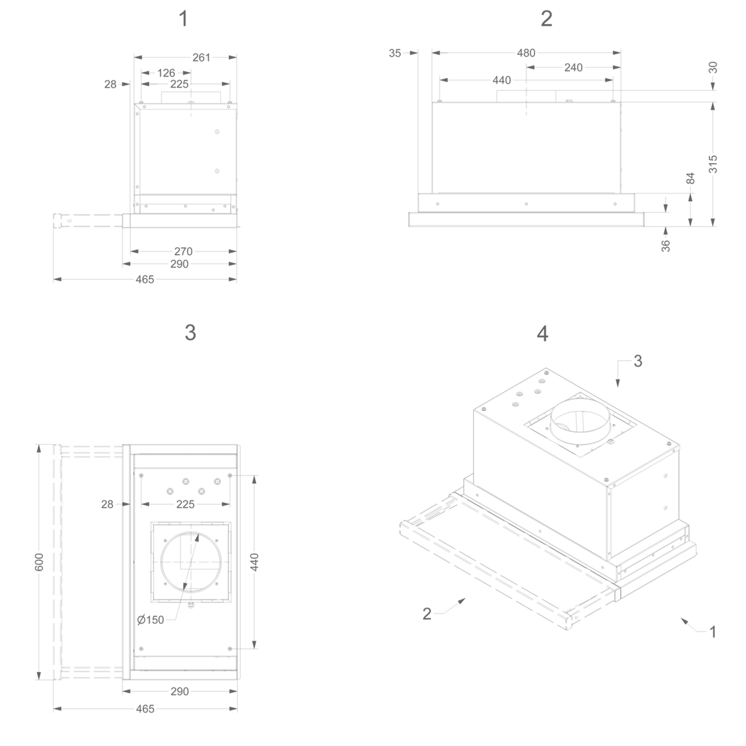 Novy essence 60 cm inox hotte téléscopique 