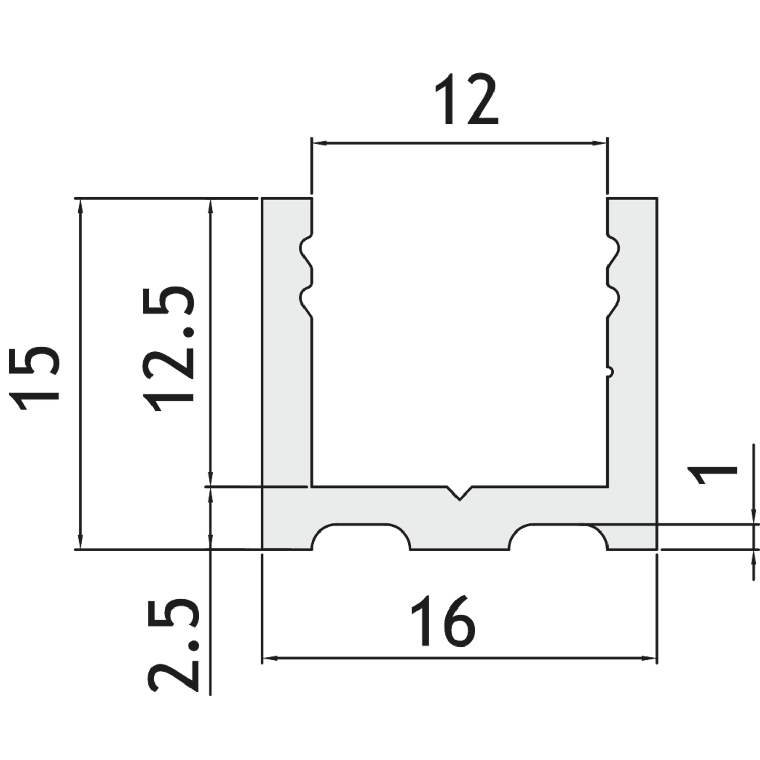 Profil de compensation latéral verre fixe l 3000mm alu mat