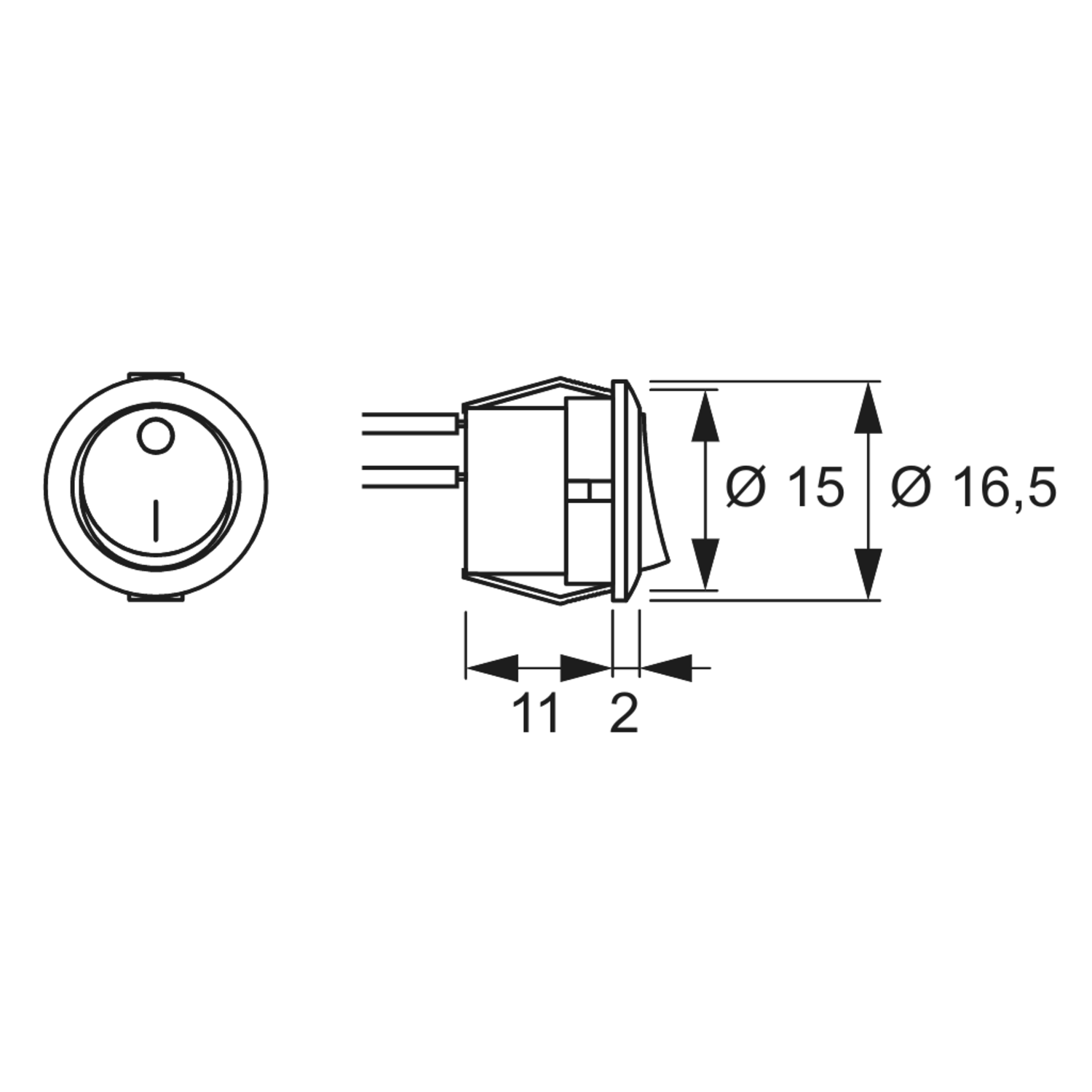Led wipschakelaar zwart 12v max 30w