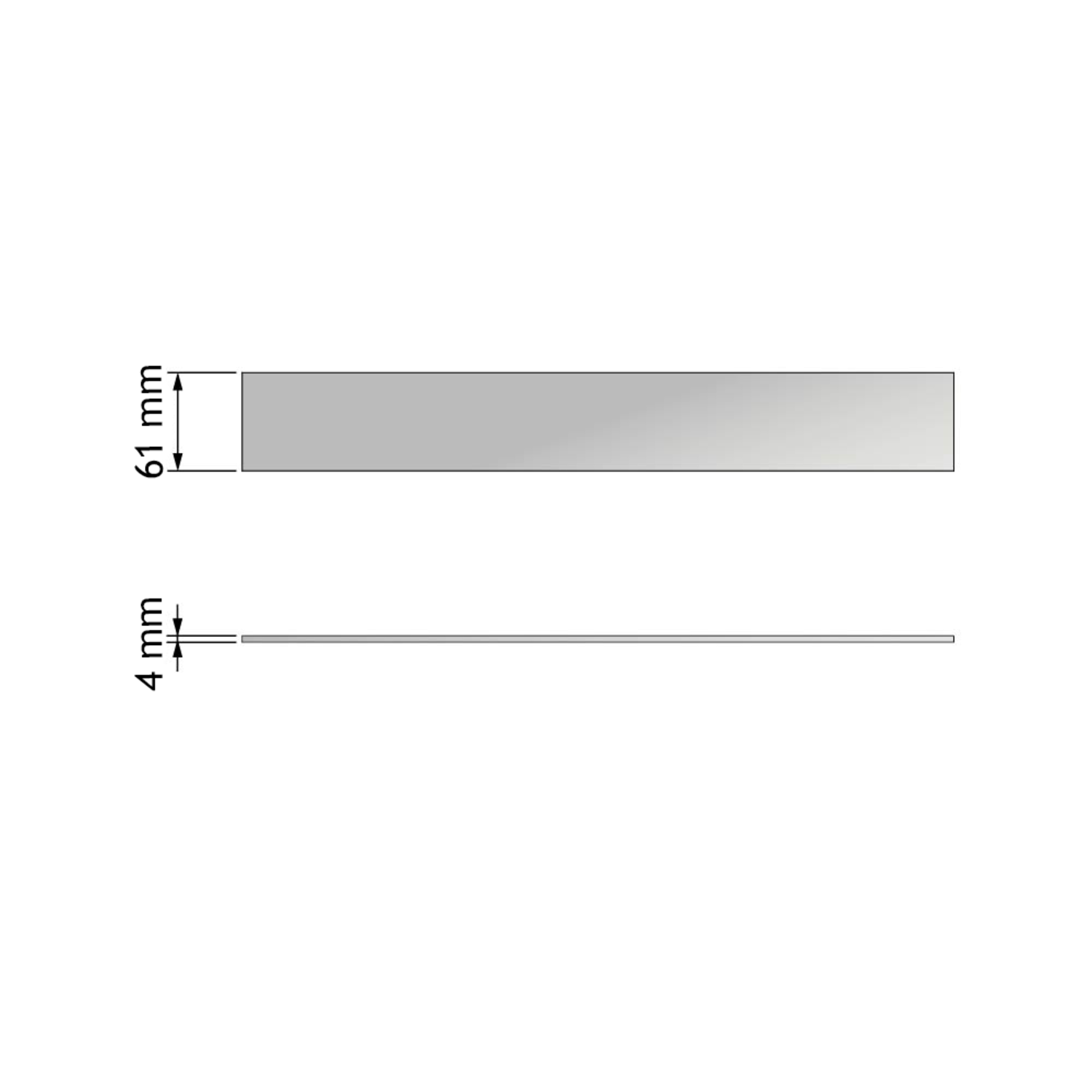 Chic line front/rugset  glas l. 570  h.61  d.4mm