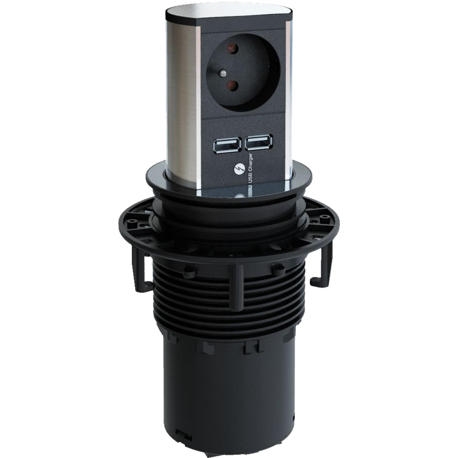 Elevator look inox d-l-nl 1 prise +chargeur usb  