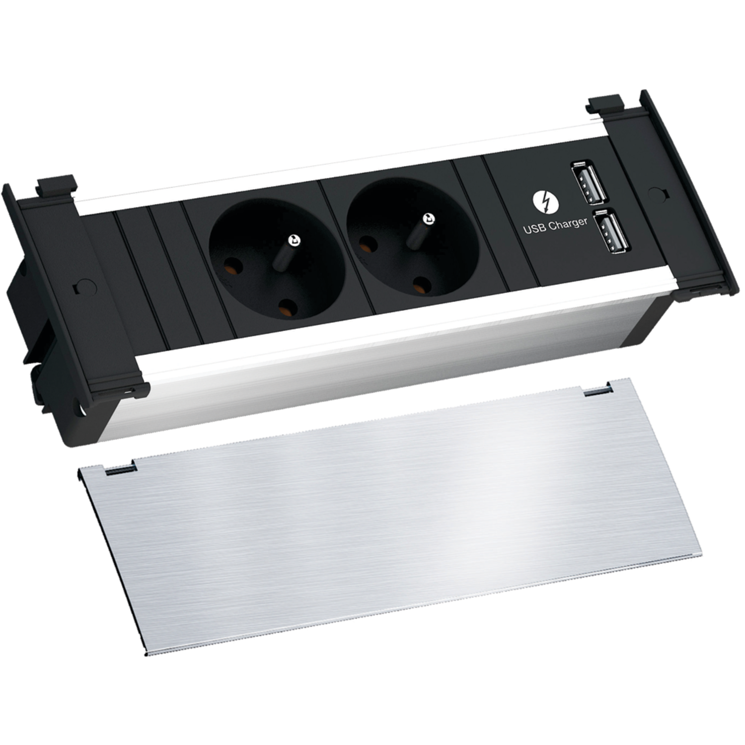 Kapsa rvs-look 3 stopcontacten b-f + usb charger