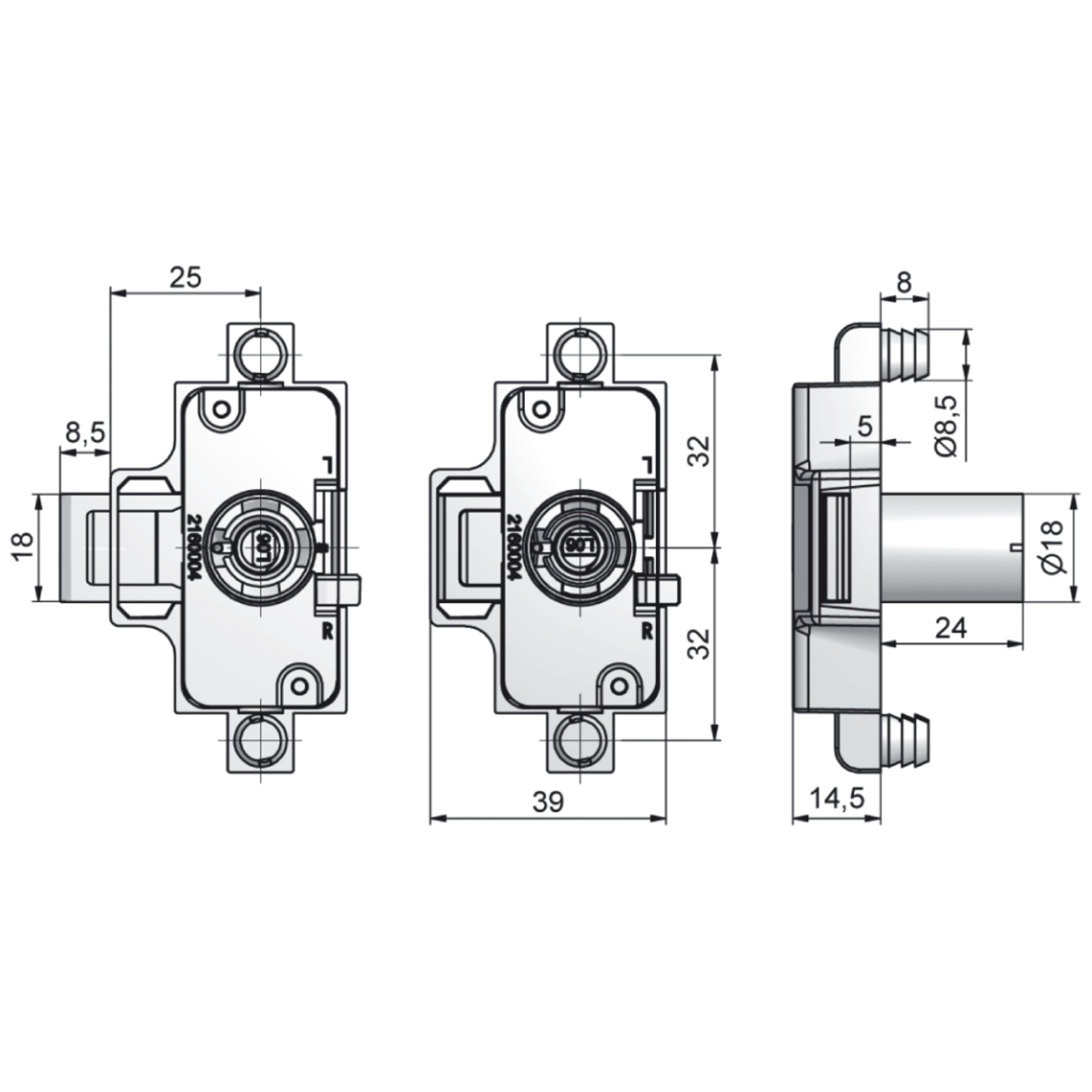 Draaistangslot 759 met drevels 15mm li/re vernikkeld