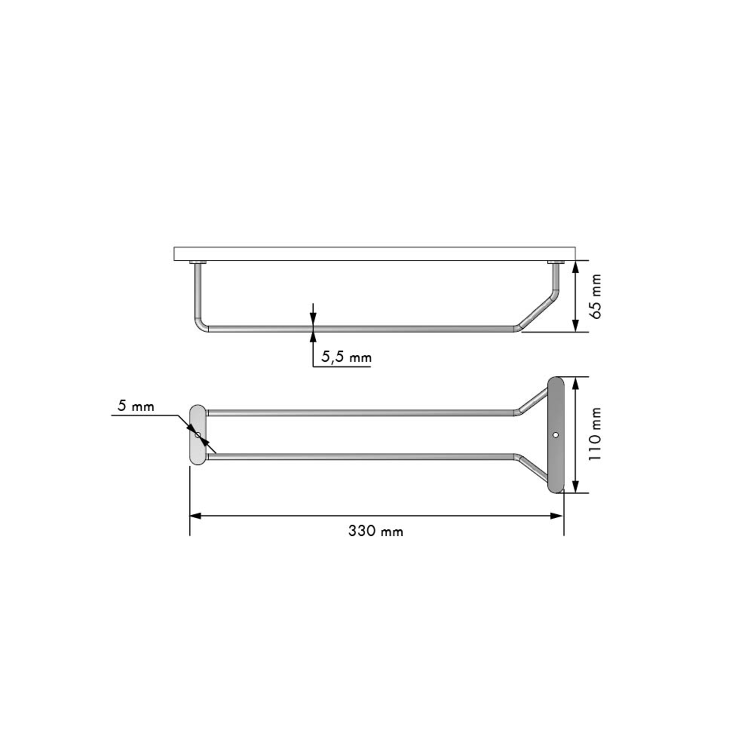 Mc-line support pour verres 342mm chrome  