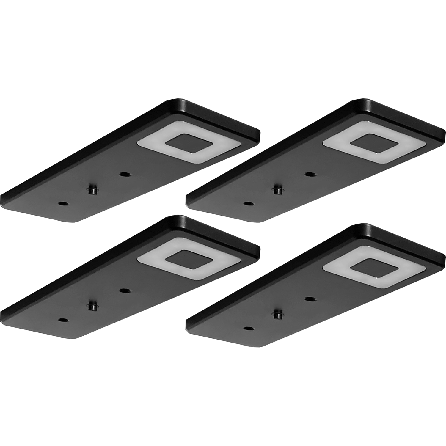 Set 4 led roeled 3W 4000K 12V zwart-centrale schakelaar - konvertor