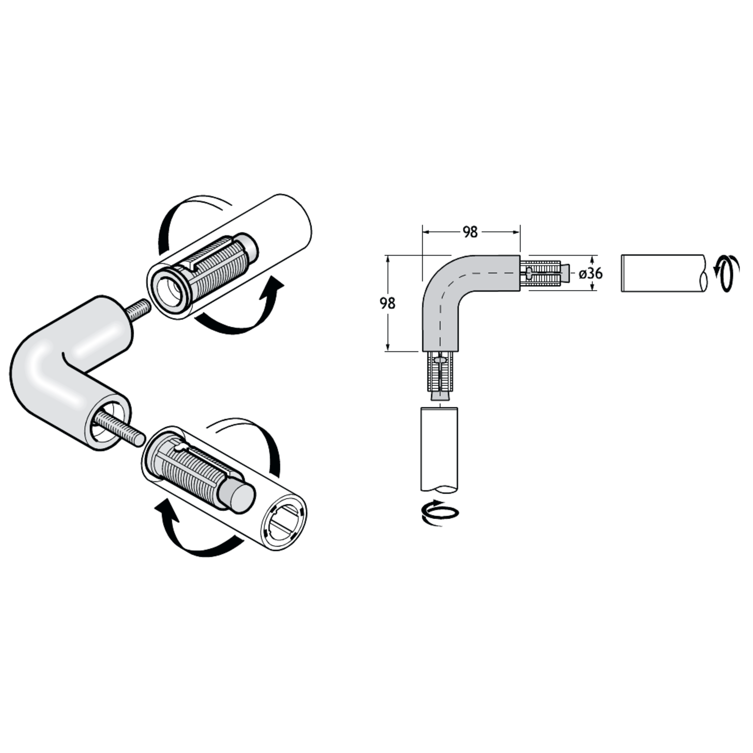 Pba 500-nylon blanc coude raccord 90°