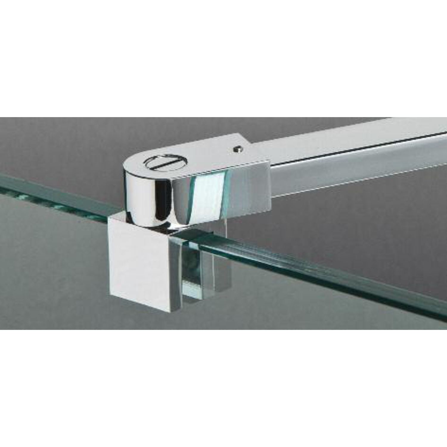 Barre raidisseur mur/verre avec double articulation, pour verres 8/12, L1057, chromé