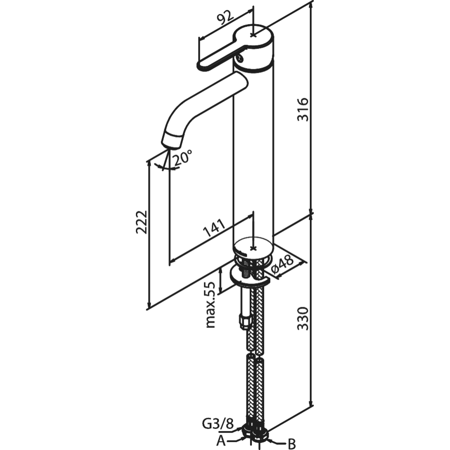 Damixa silhouet pr lavabo large chrome 