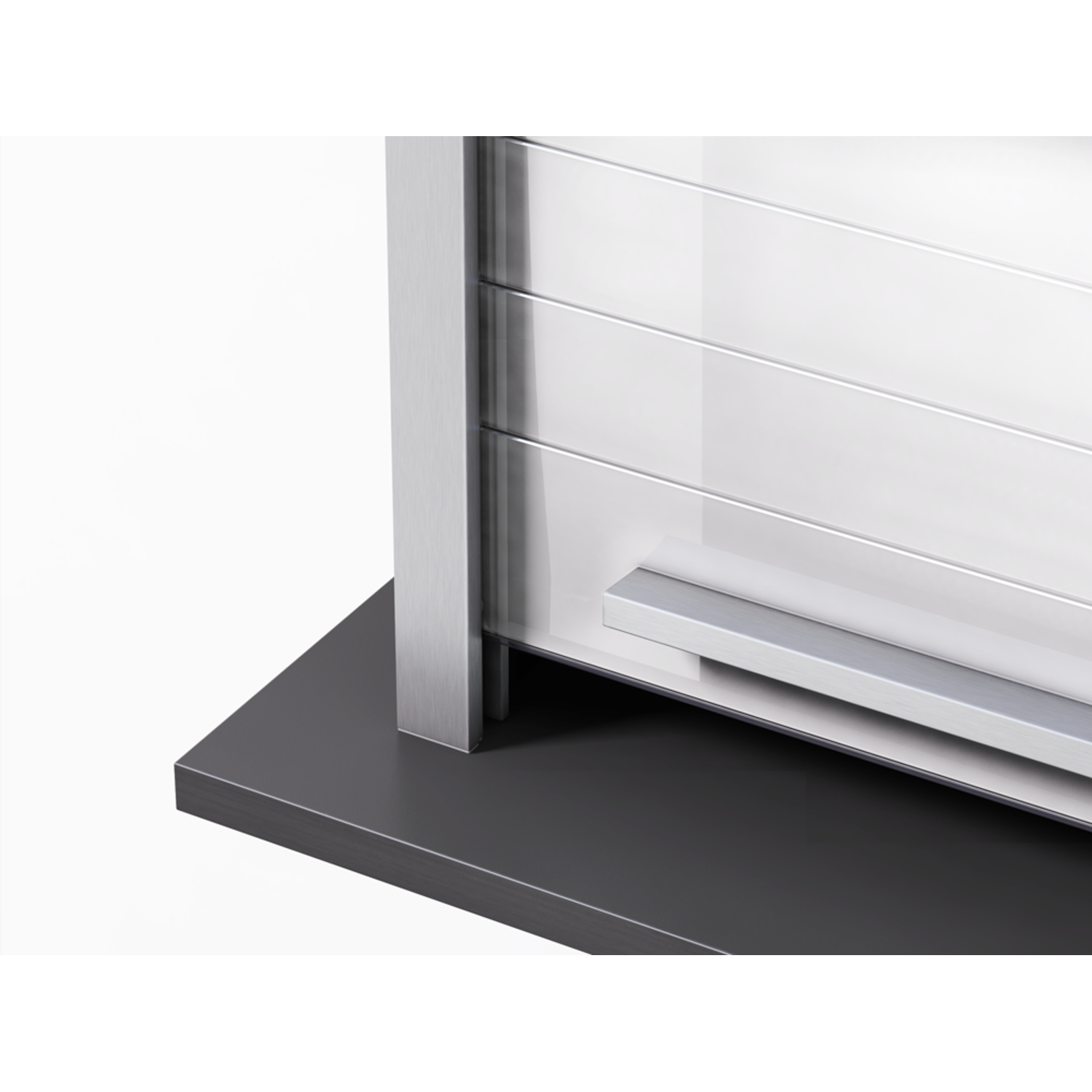Quasar Reflex glas-rolluik 900 x 1500mm wit gelakt rvs-look voorliggend