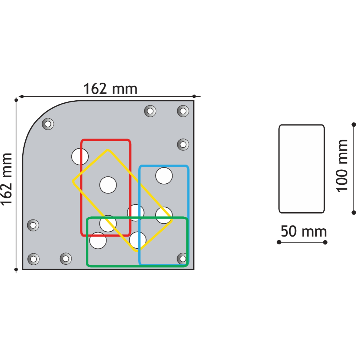 Pied de table xlr inox look 100x50mm h71 reglable 
