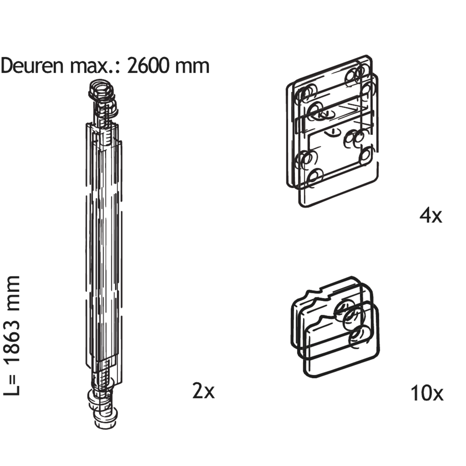 Set 2 redres. de porte l.1863mm 
